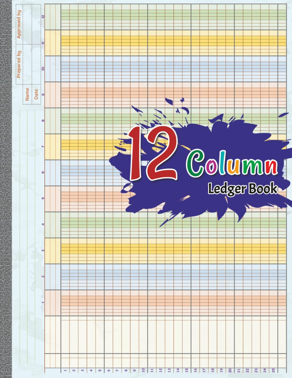 12 Column Ledger Book: Colorful Accounting Ledger Pad for Bookkeeping, 12 Column