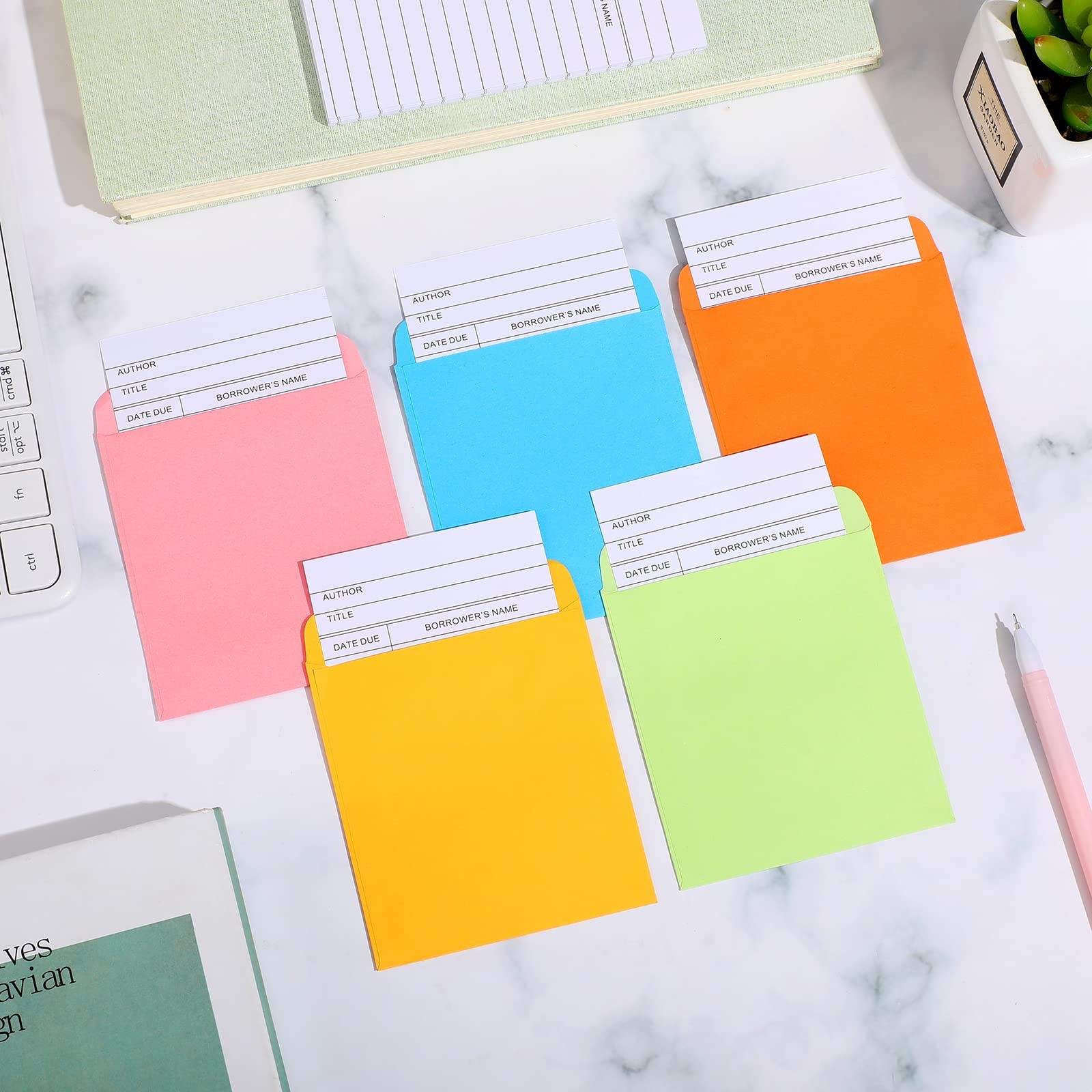 Library Pocket Envelopes 100 Self Adhesive 200 Pcs for Book Lending System