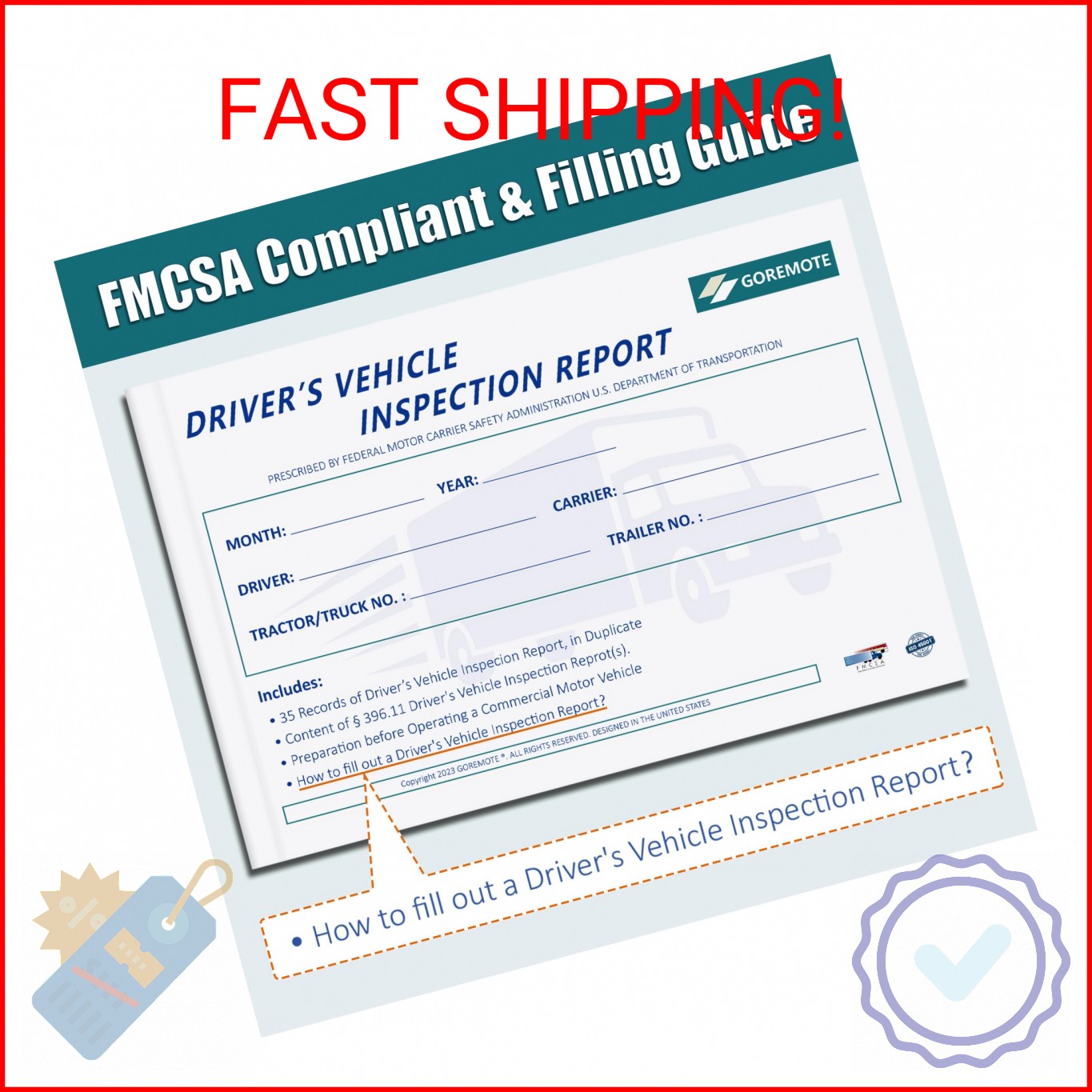 Detailed Driver’s Vehicle Inspection Report, Daily Pre Trip Inspection Book for