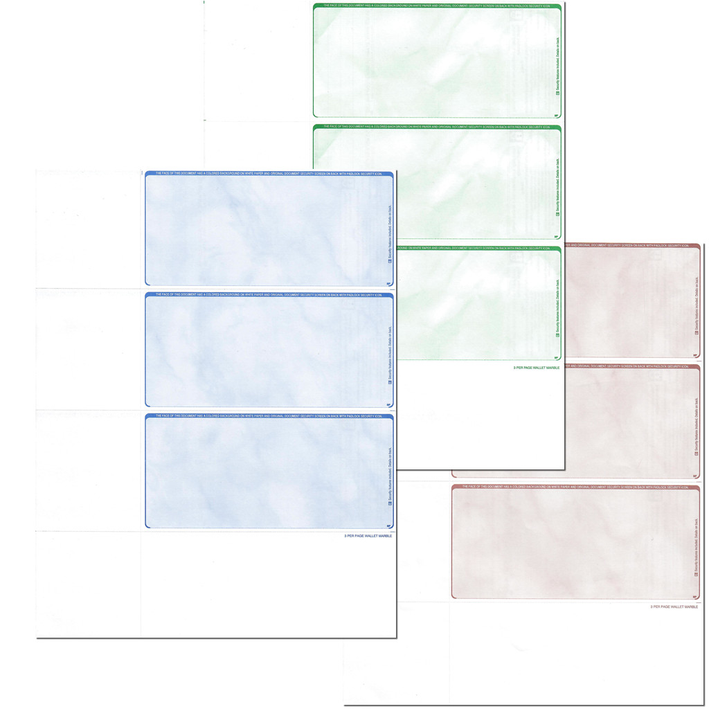 300 Personal Wallet Size Blank Check Stock / Deposit Slips