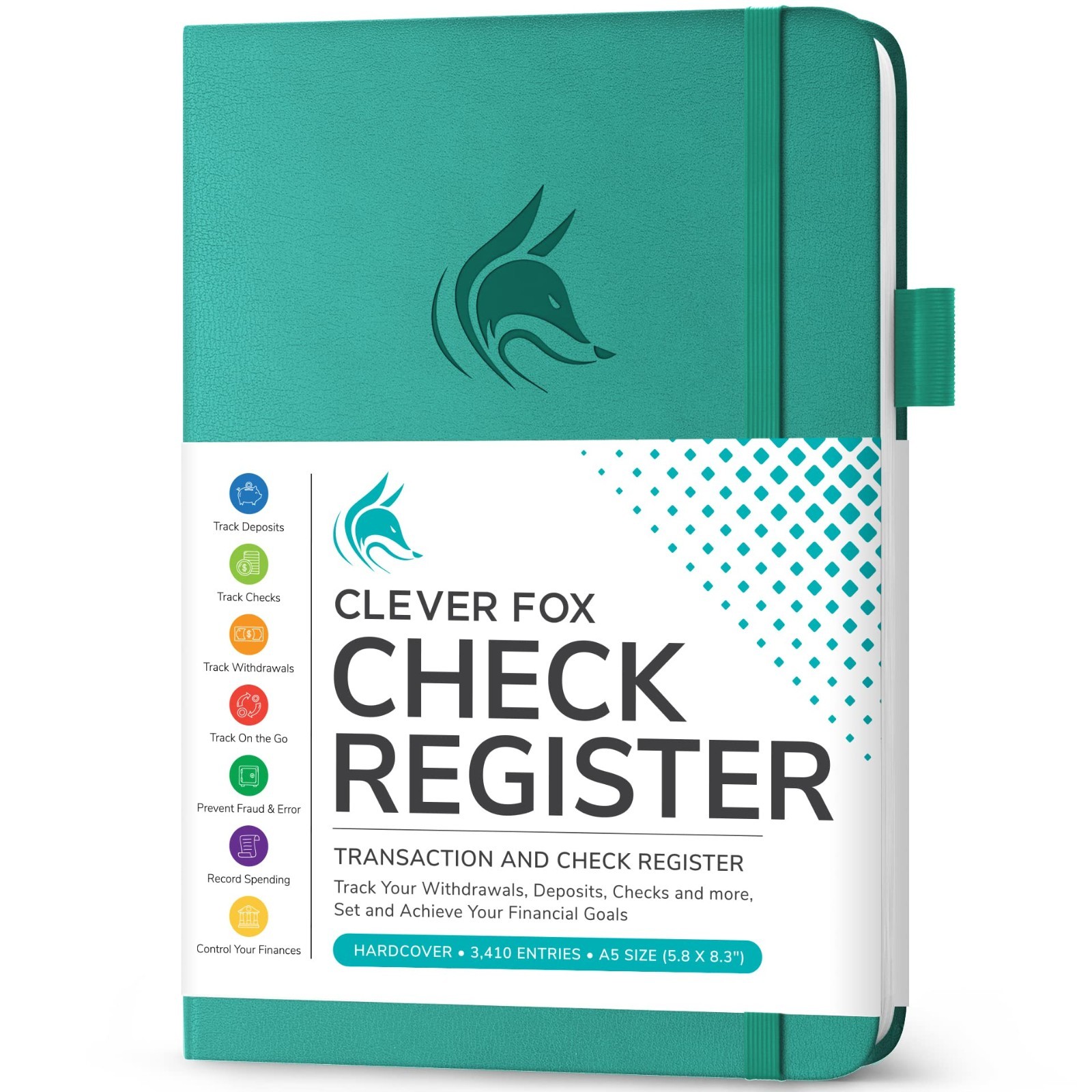 Deluxe Check Register Log Book – A5 Hardcover, Transaction & Bank Account Tracke