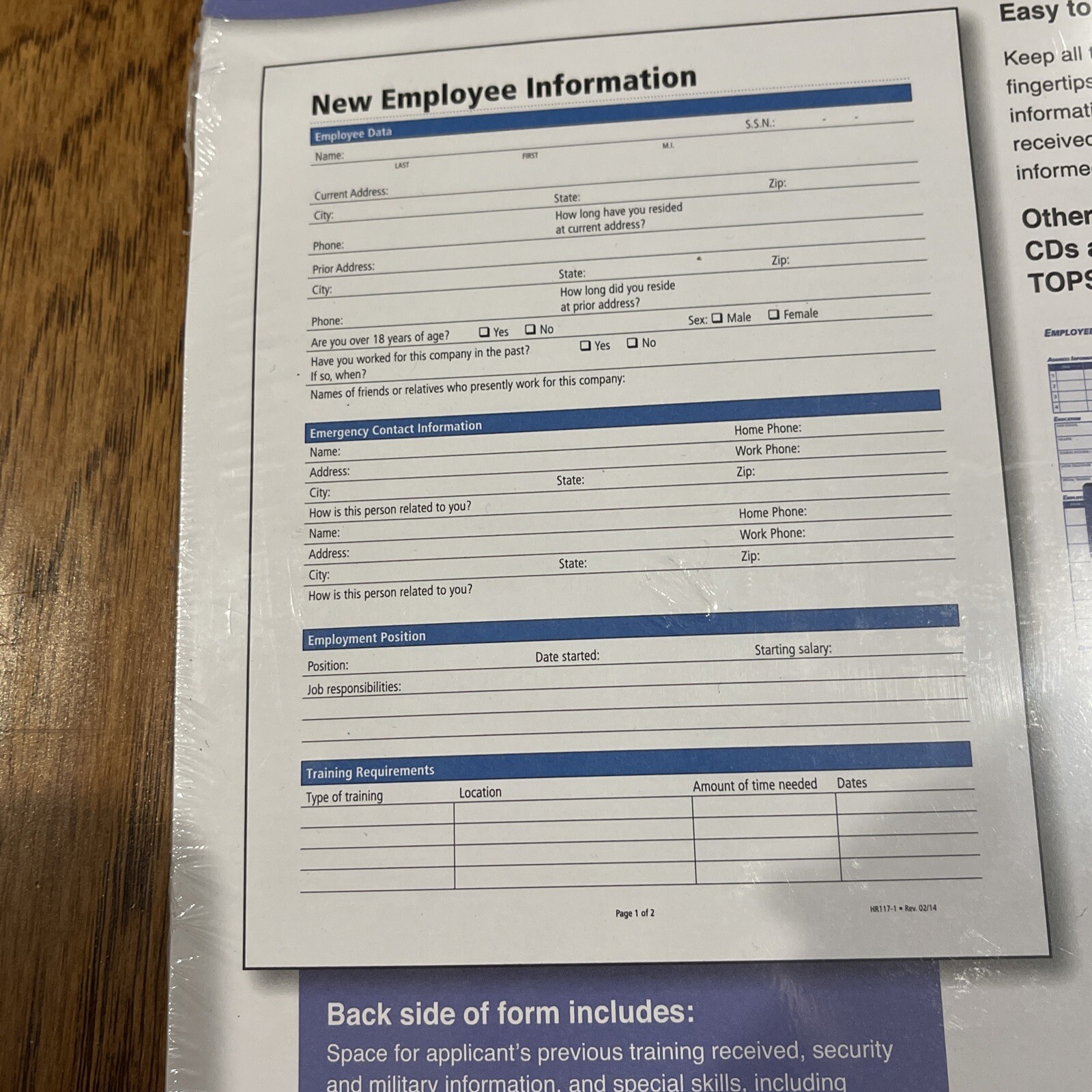 Adams New Employee Information Forms, 50 Sheets HR117-SF Lot Of 2 Employment NEW