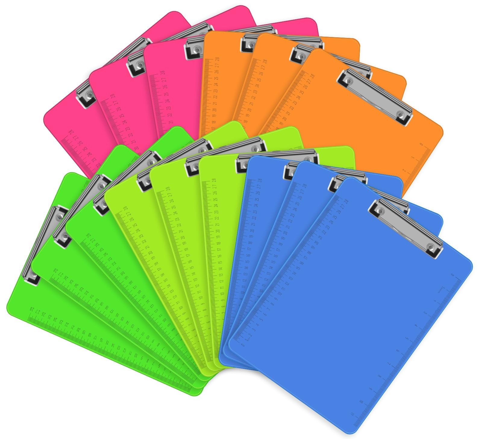 HERKKA 15 Pack Plastic Clipboards, Assorted Color, Low Profile,