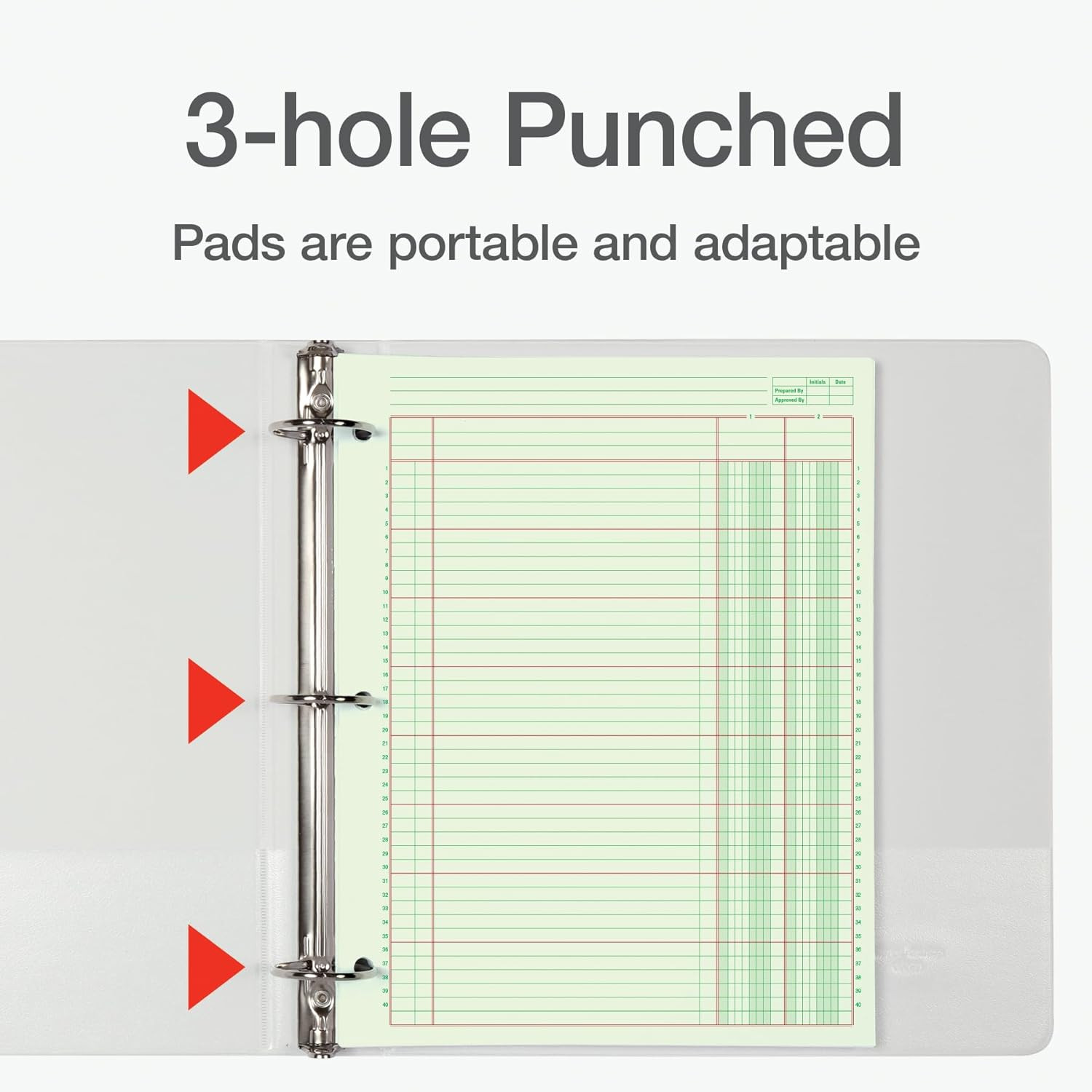 Columnar Analysis Pad, 2 Column Ledger, 8.5″ X 11″, 100 Pages (50 Sheets), Green