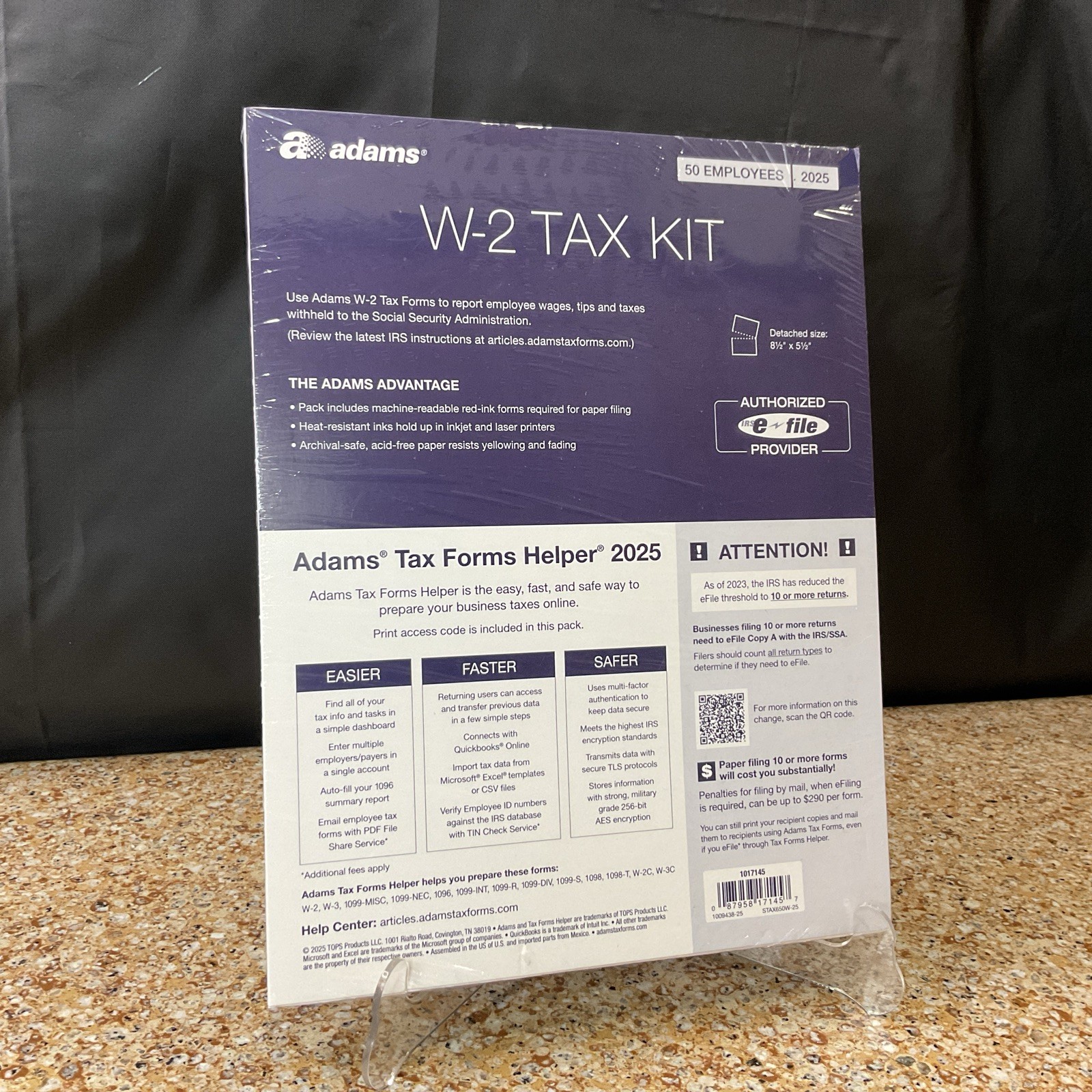 Adams W-2 Tax Kit Forms 2025 6-Part Kit for 50 Recipients Includes 6 W-3 Forms