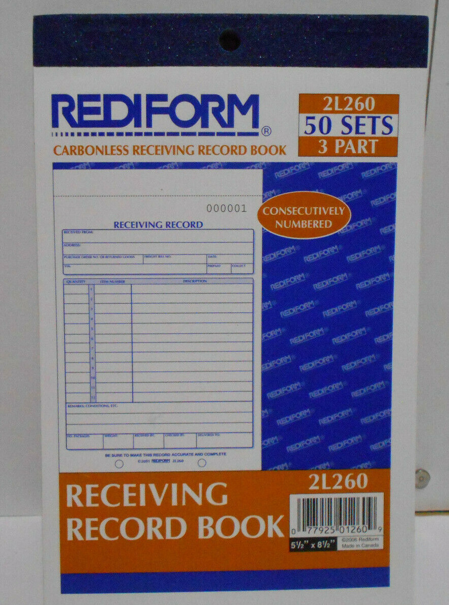 Lot of 10 Rediform Receiving Record Book, 5-1/2 x 7-7/8, 3-Part Carbonless