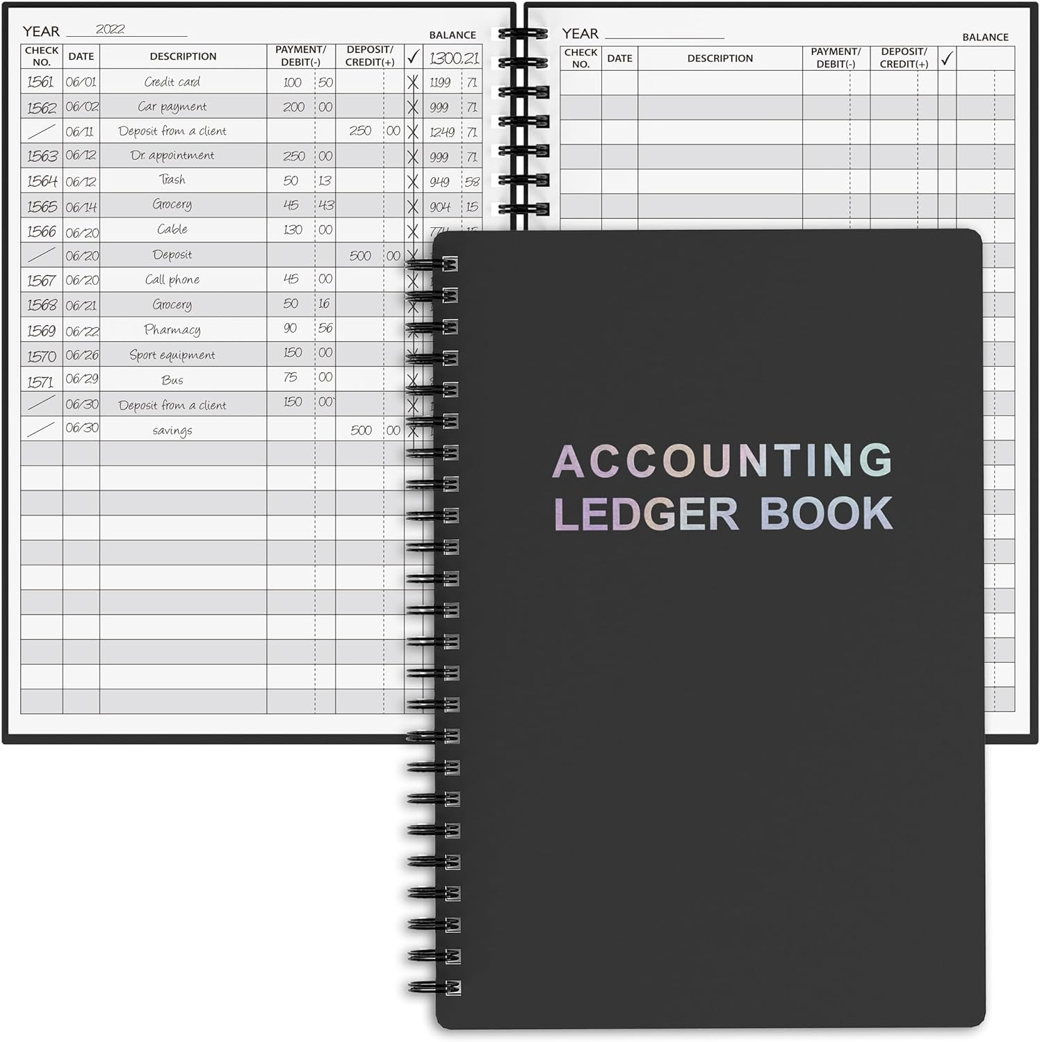 Accounting Ledger Book – A5 Check Register for Small Businesses & Personal Use,