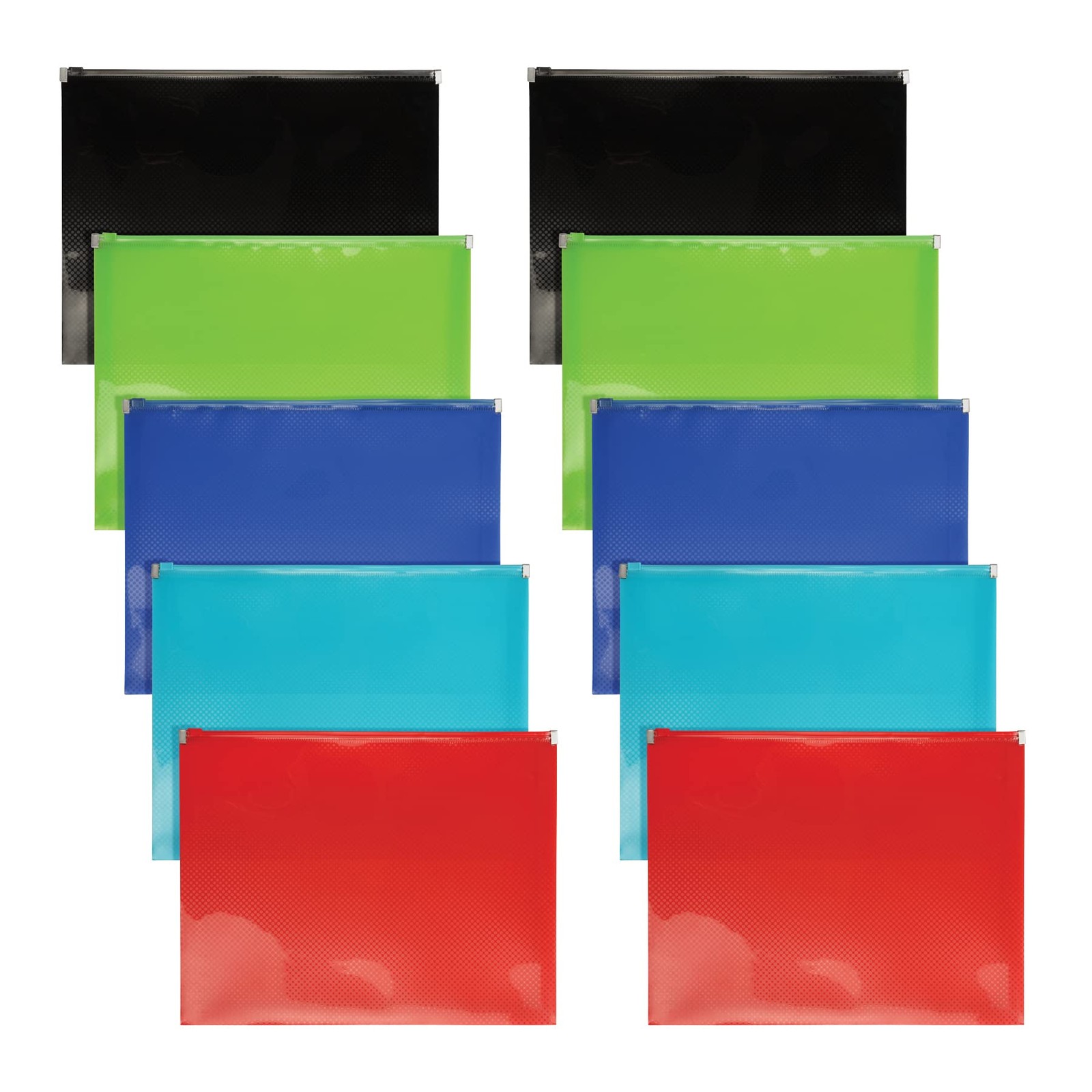 Oxford Plastic Zip Envelopes, Expanding Poly Zipper File for A4 or Assorted