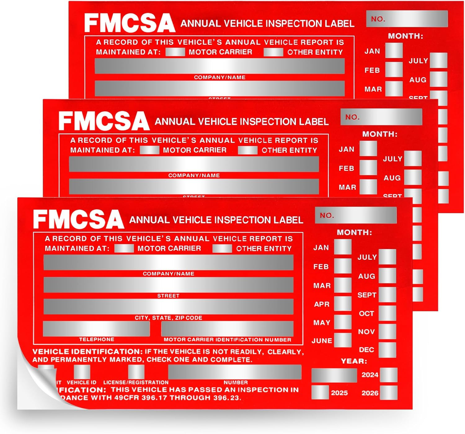 25Pack Inspection Forms and Stickers，Annual Vehicle Inspection Report，Annual Ins