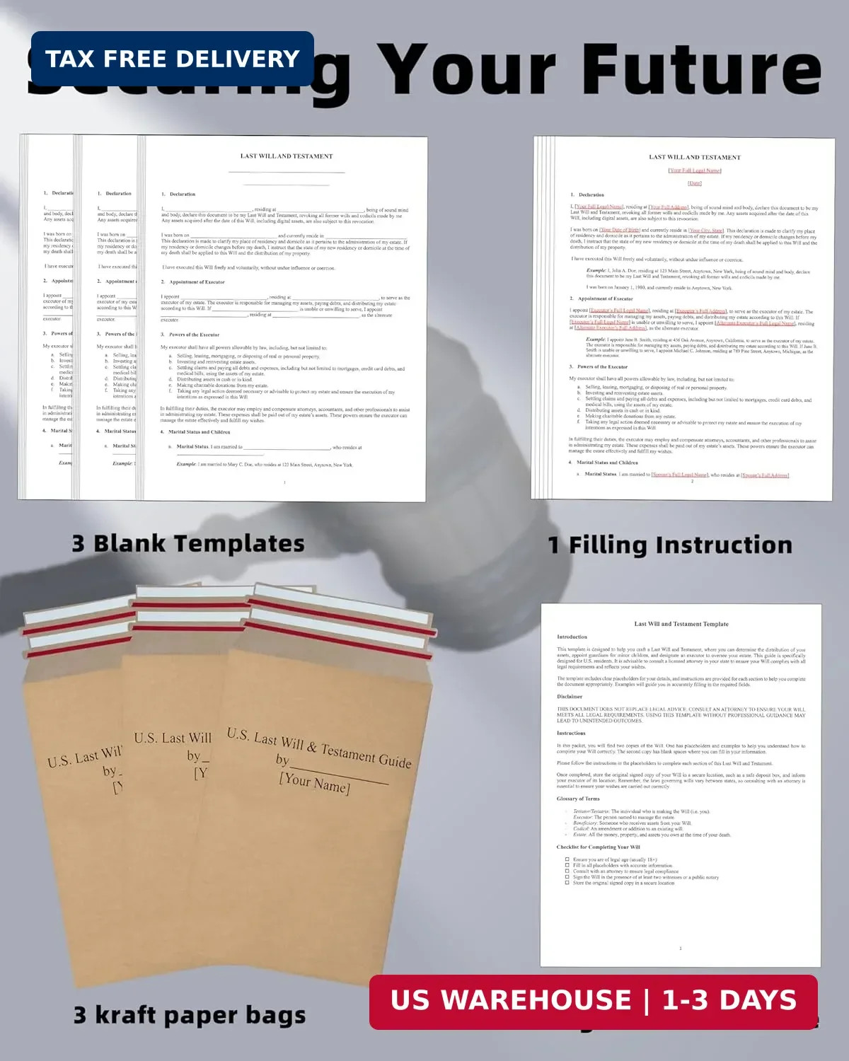 2026 Last Will and Testament Kit (3-Pack) – DIY Estate Planning Forms, Lawyer-Pr