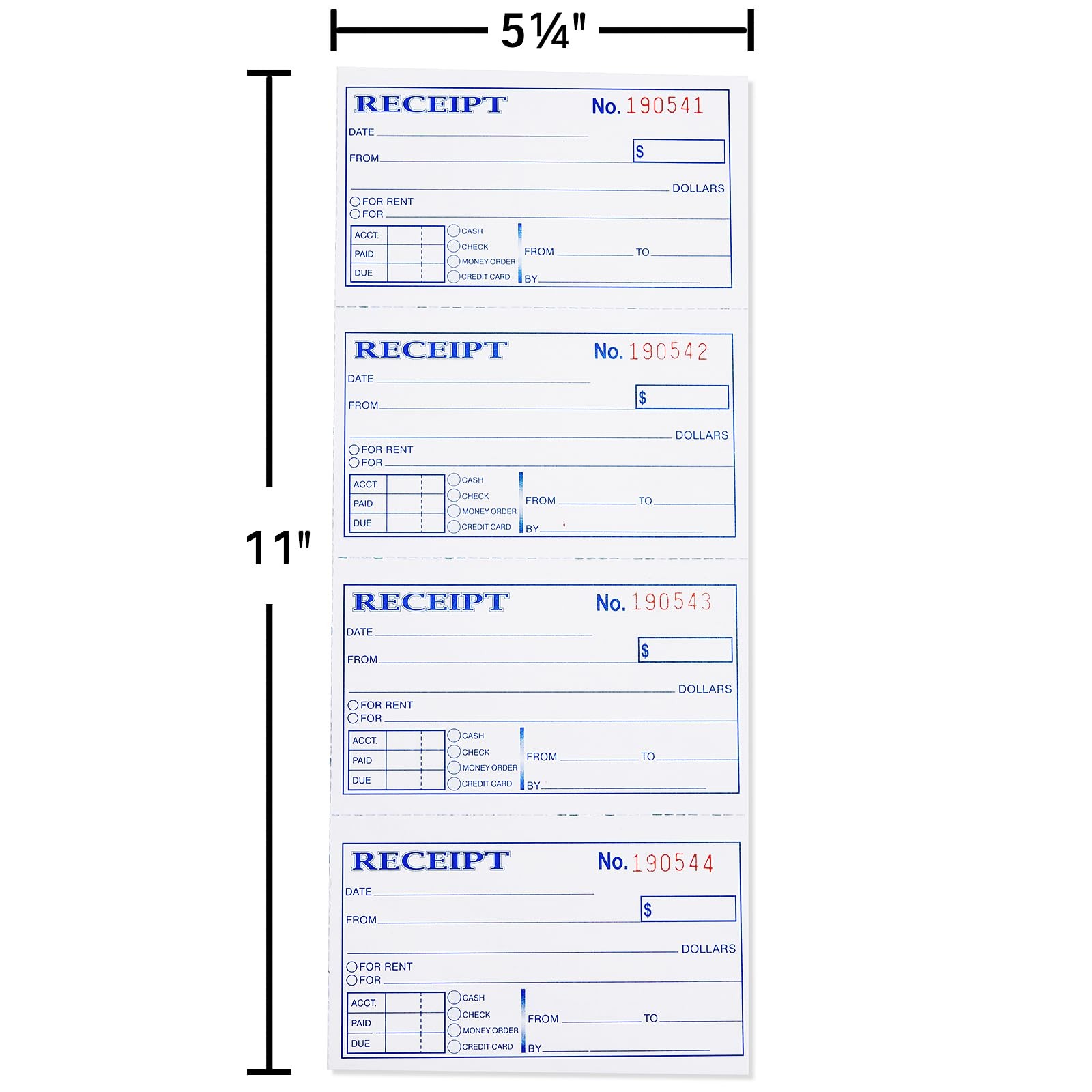 Receipt Book with Carbon Copies, 2-Part carbonless, 100 Sets per Book, 4 Rece…