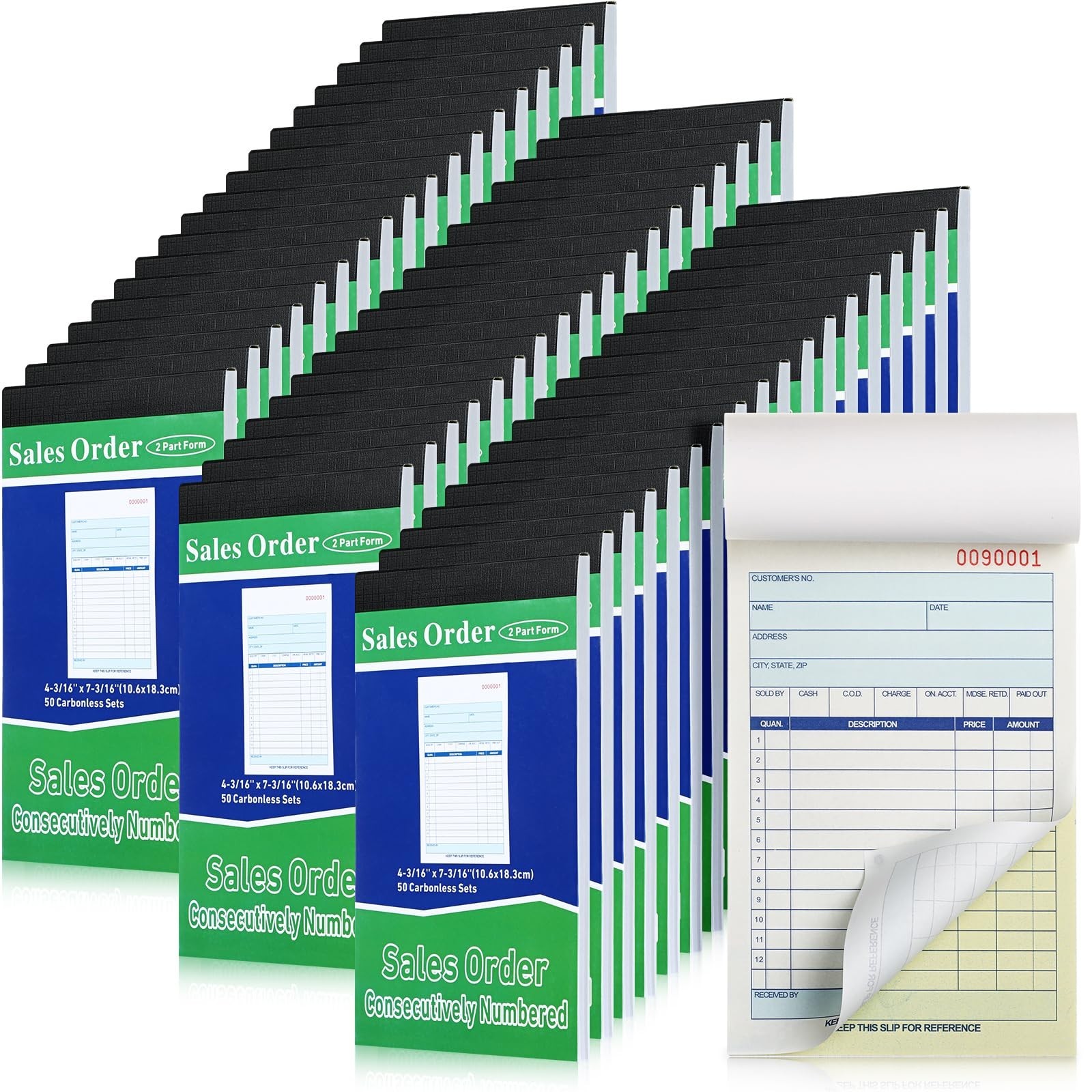 Carbonless Sales Order Books – 55 Pads, 2-Part Receipt Forms, Invoice Copies, 50