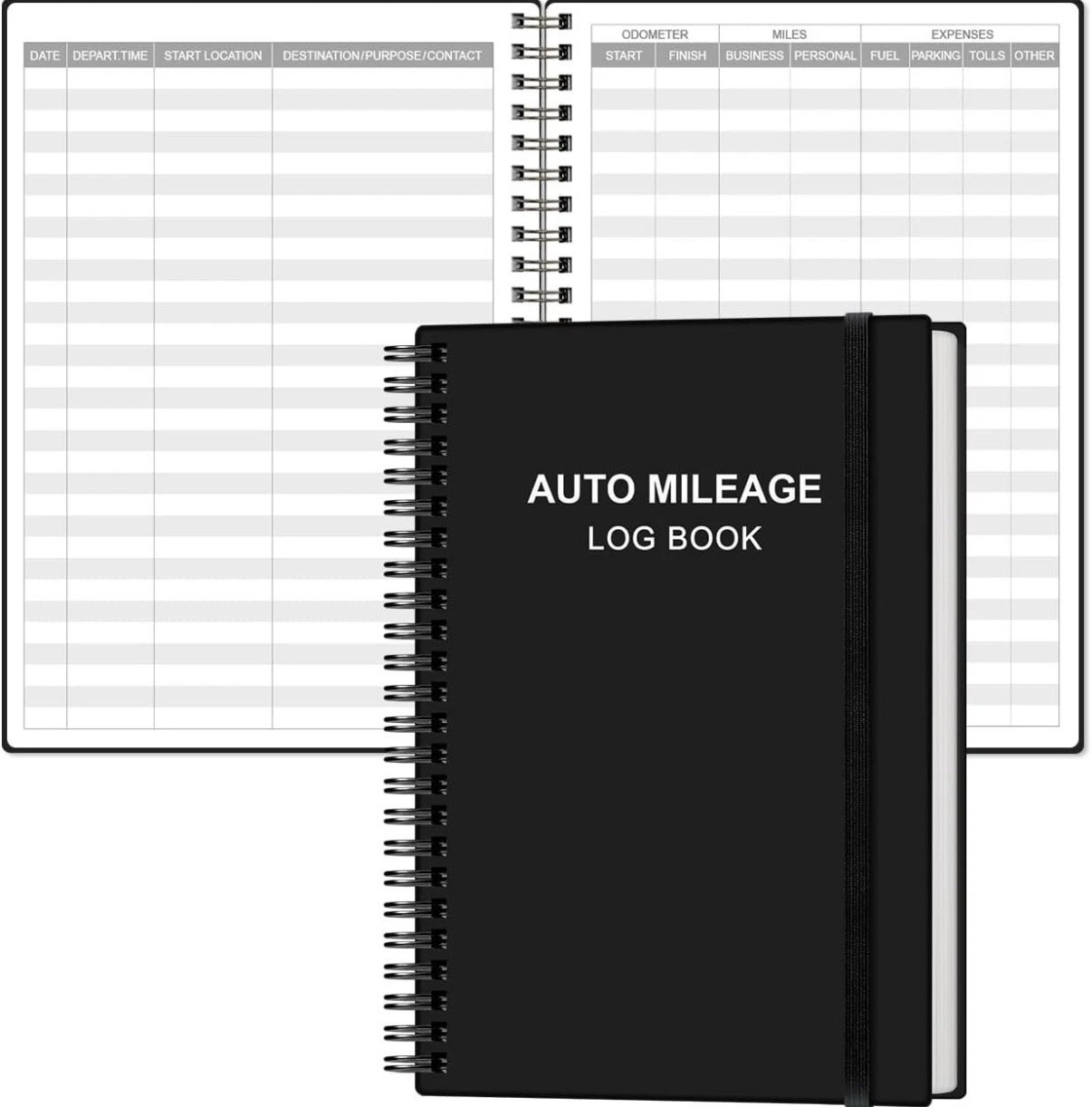 Auto Mileage Log Book Black 5.8”X8.3”
