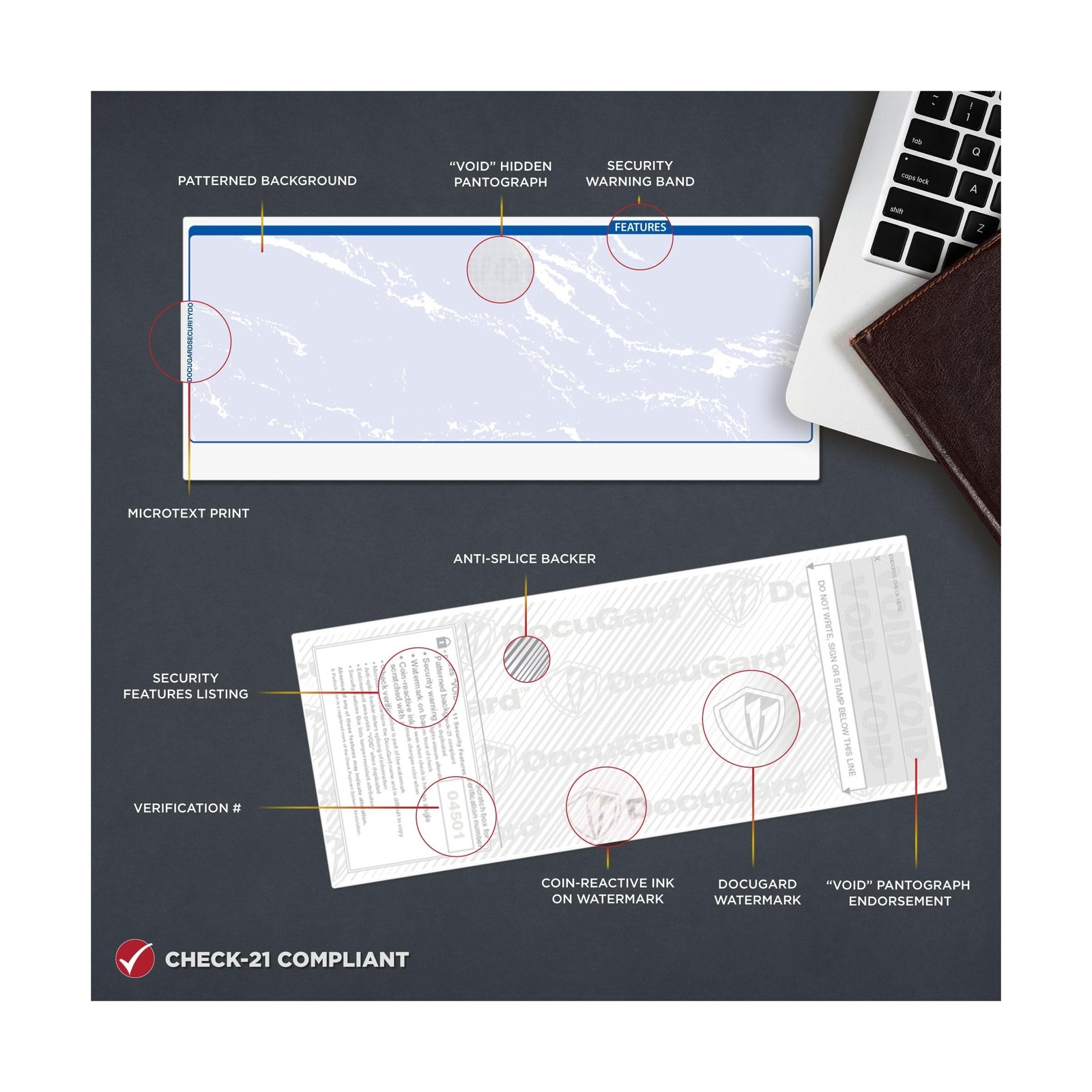 DocuGard Standard Blue Marble Top Check, 24 lb, 8.5 x 11 Inches, 2500 Sheets …