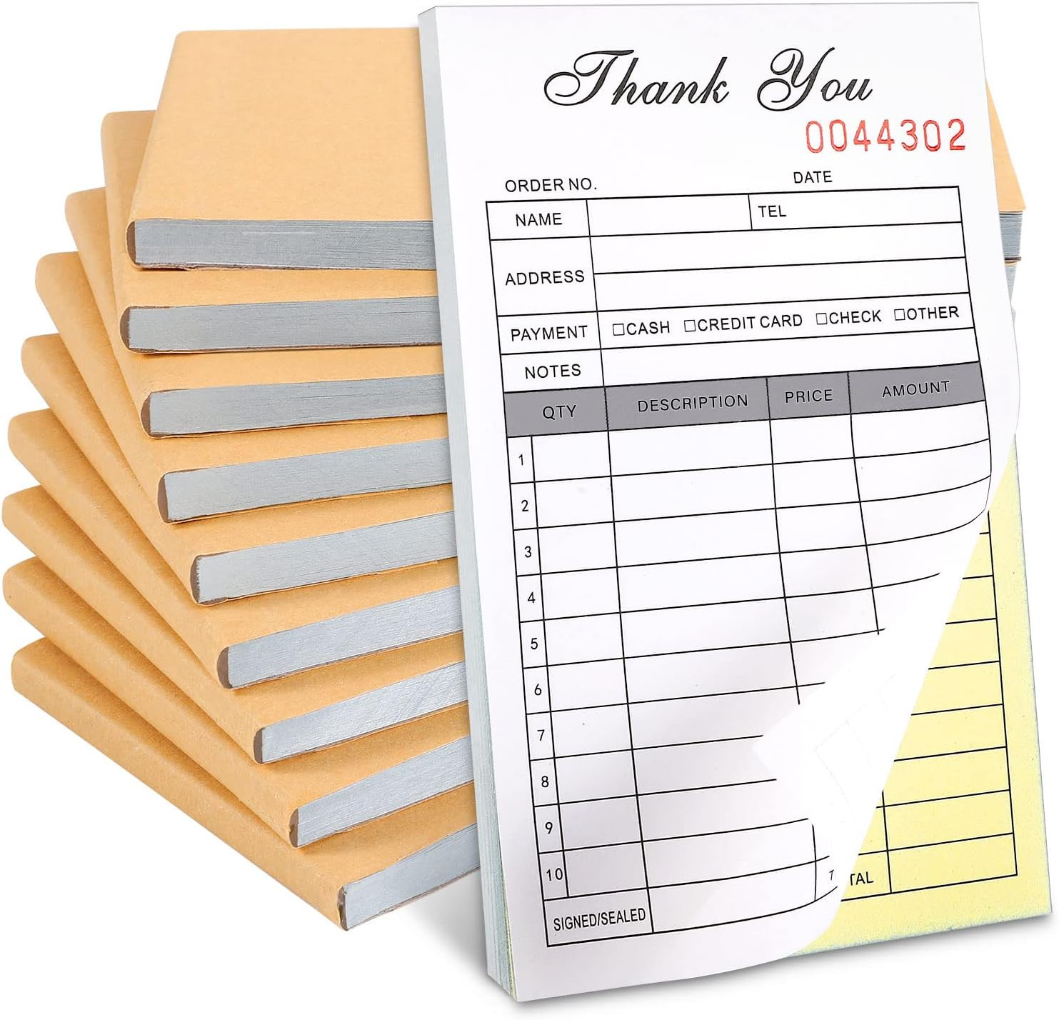 10 Pack Thank You Receipt Book, 3.4X5.5″ Handheld 2-Part Carbonless Sales