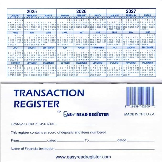 Check Registers 12 Pack Transaction Log Personal Business Bank Account Booklet