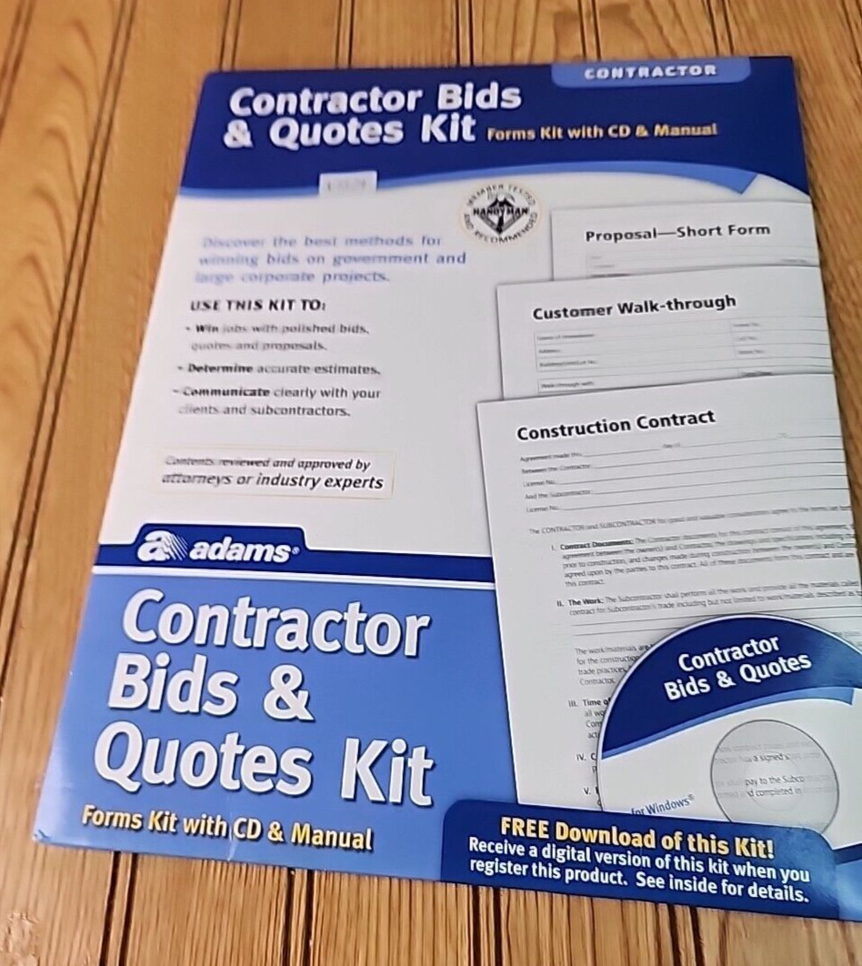 Adams Contractor Bids & Quotes Kit w/ CD & Manual – Short Form