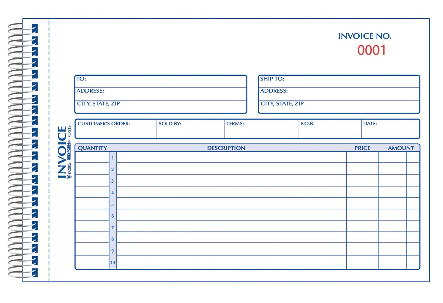 Blueline Carbonless Duplicate Invoice Book 5-1/2 X 7-7/8 Inch 7L721S Forms