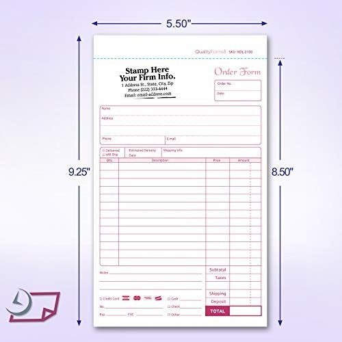 NCR Carbonless Order Forms 2 Part 5 1 2 x 8 1 2 50 Sets Book Wrap Around Cover