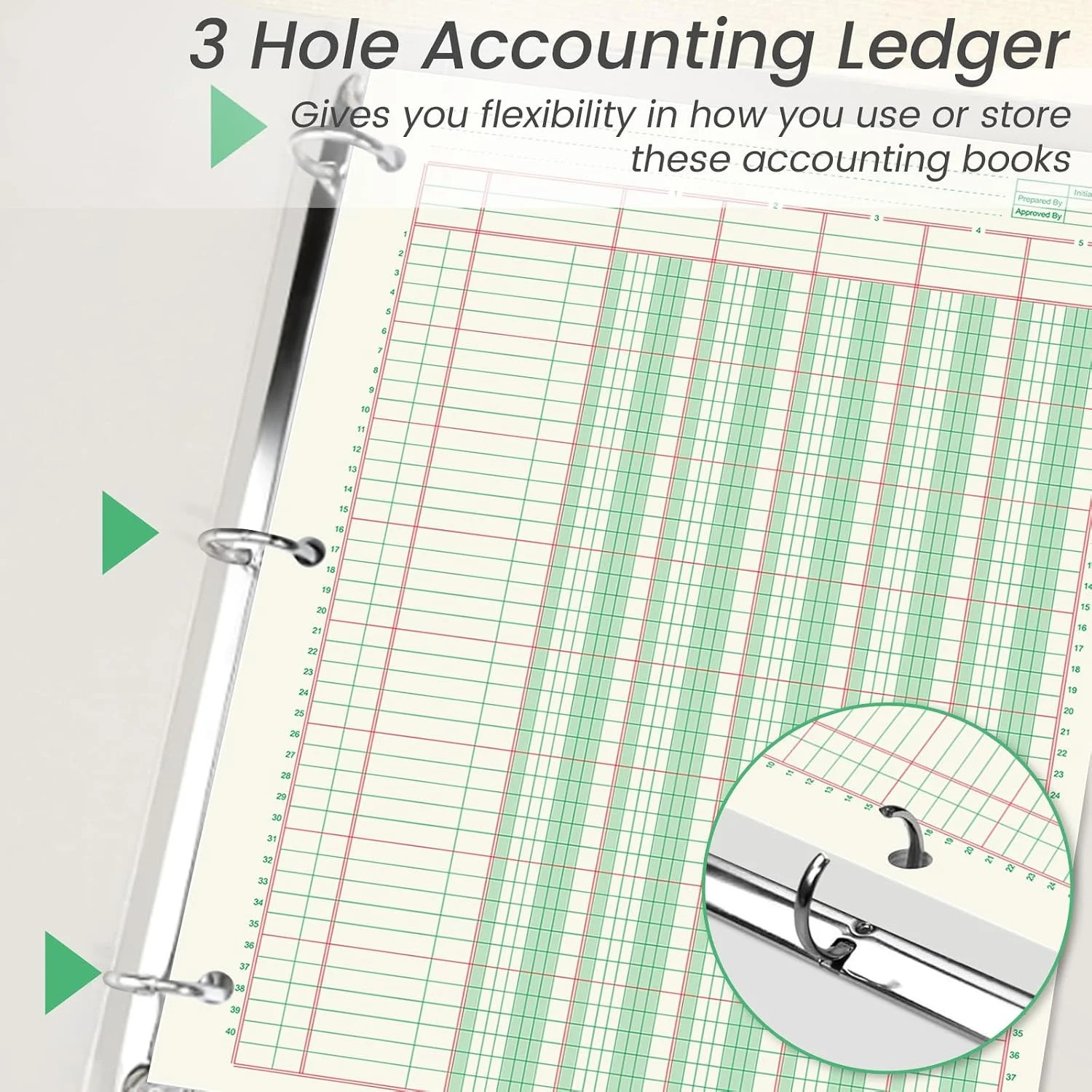 gisgfim 2 Pads 100 Sheets Columnar Analysis Pad 3 Hole Punch Accounting Ledger B