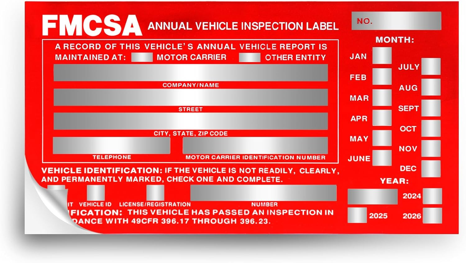 25Pack Inspection Forms and Stickers，Annual Vehicle Inspection Report，Annual Ins