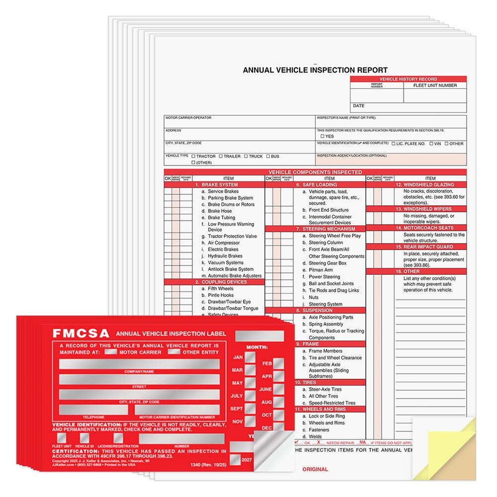 J. J. Keller 10-pk. AVIR Forms, Snap-Out Format, 3-Ply Carbonless, 8.5″ x