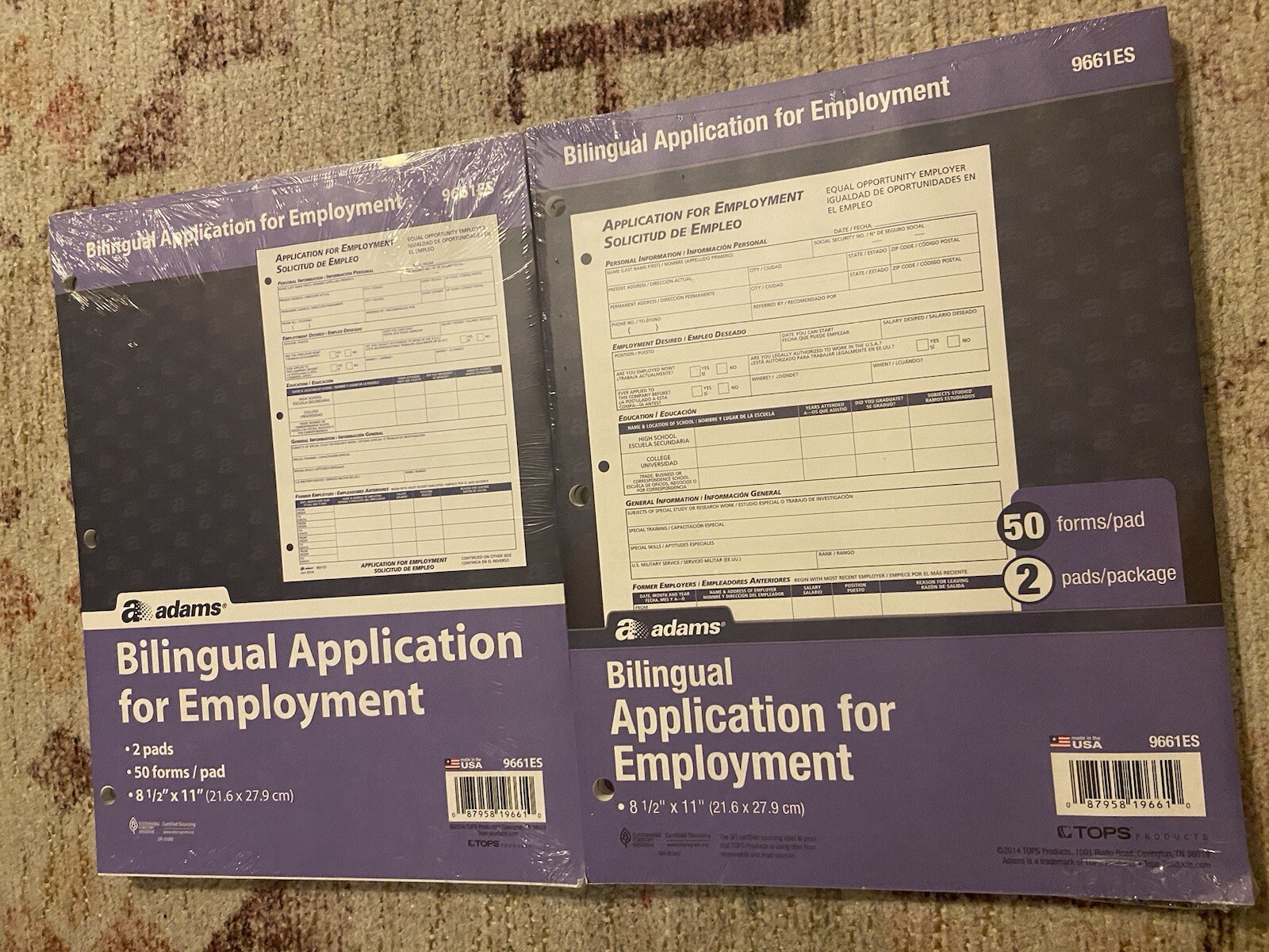 Adams Employment Applications 50/Pad 2 Pads/Pack (ABF 9661) 195990 (2pk)