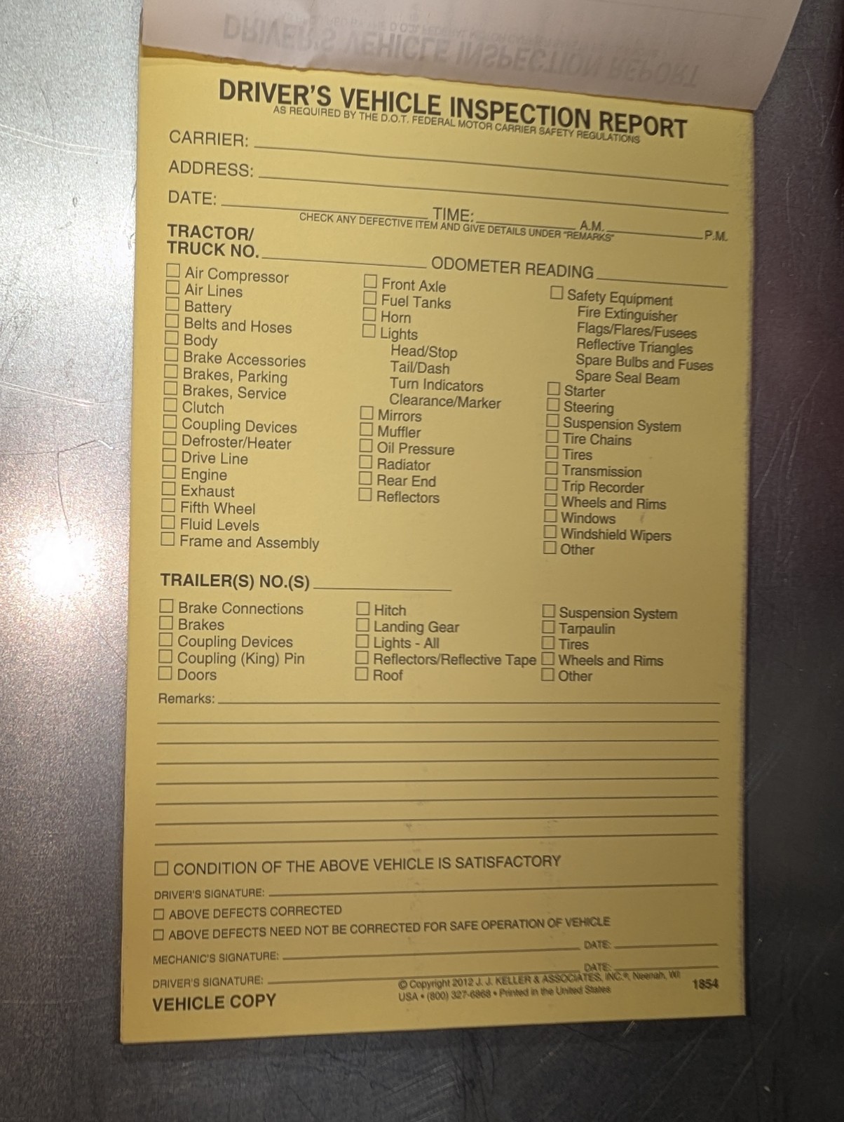 Keller Premium Drivers Vehicle Inspection Report Duplicate Book NOS Lot Of 10