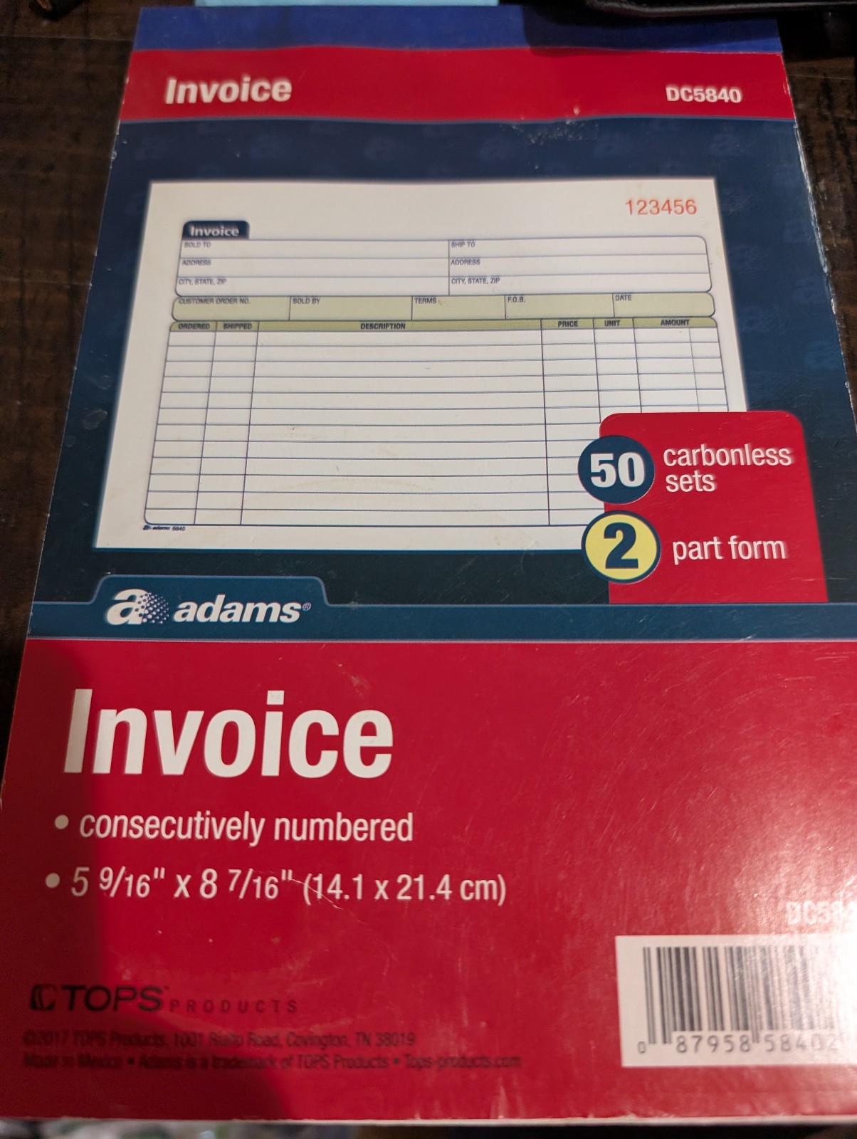 Adams Invoice Sets, 2-Part Carbonless, 8-1/2″ x 11-7/16″, 50 White/Canary