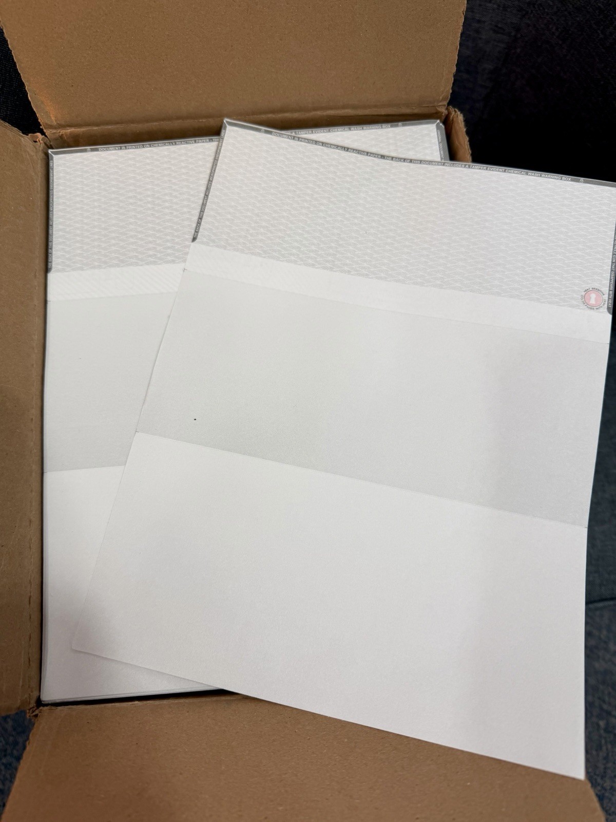 Laser Gray Top 3 Part Blank Security Checks (364291-BLANK), 2,000 / carton