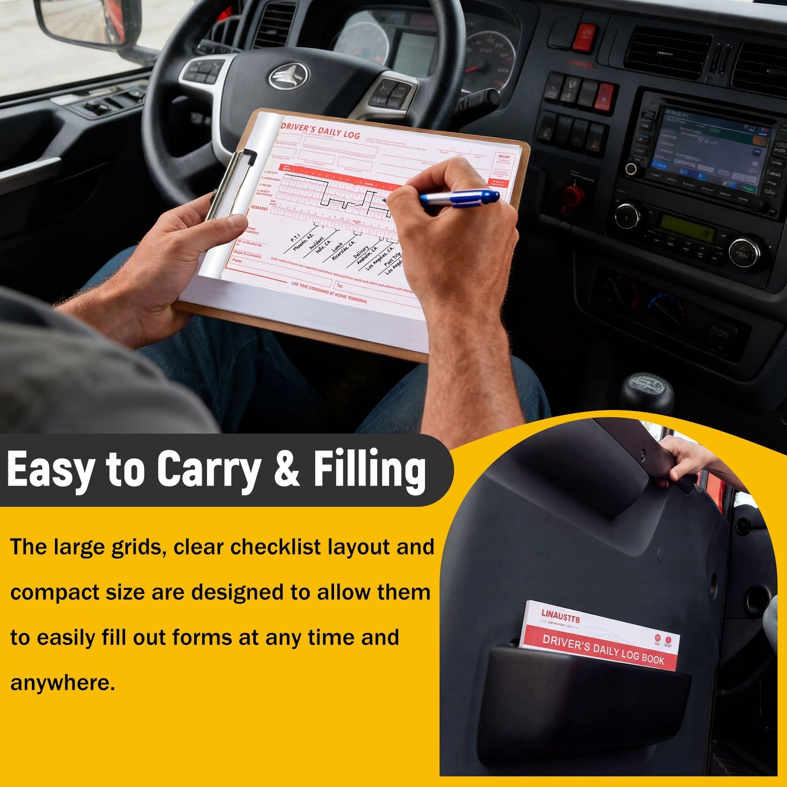 15 Pack Daily Log Books for Truck Drivers with 7 & 8 Day Recap, Driver 15