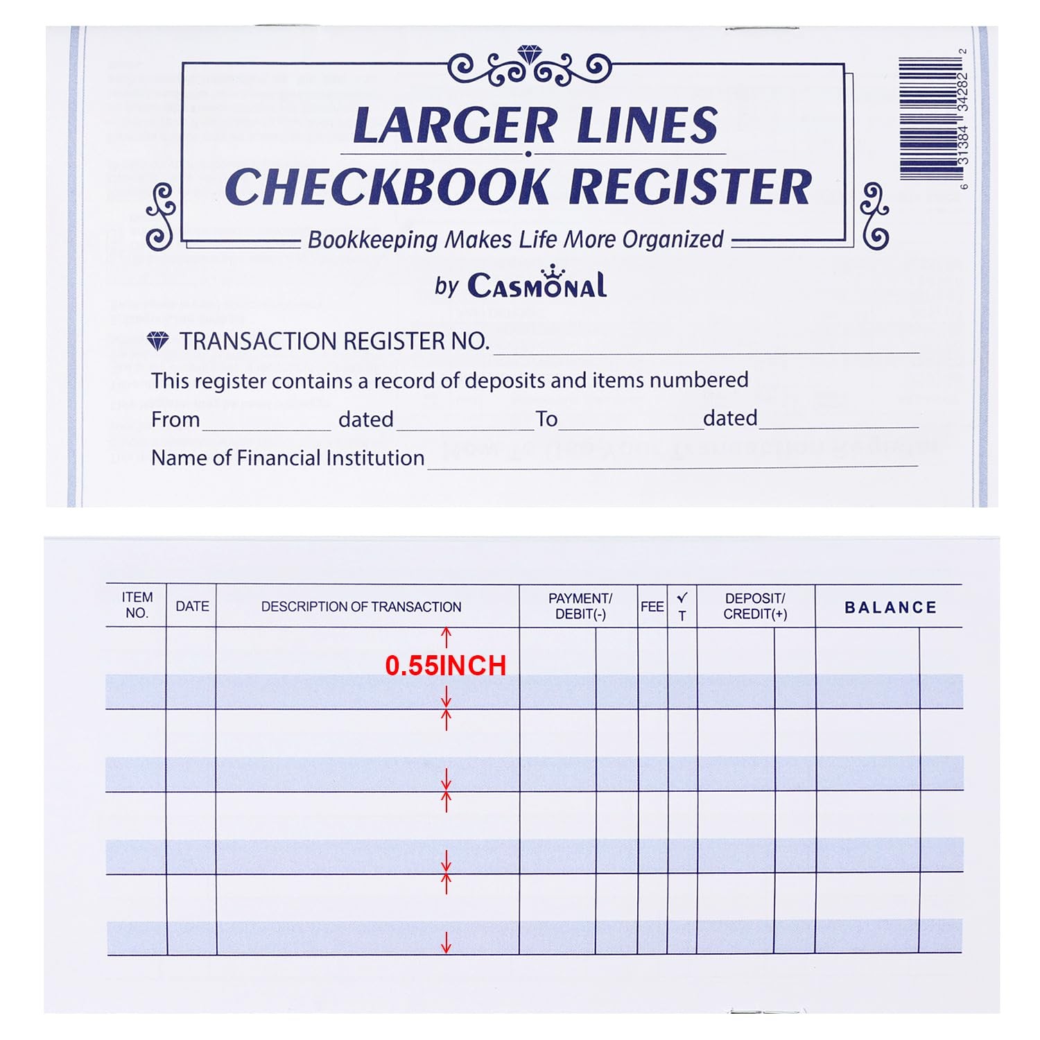 Larger Lines 20 Pack Checkbook Register, Check Registers for Personal 20PCS