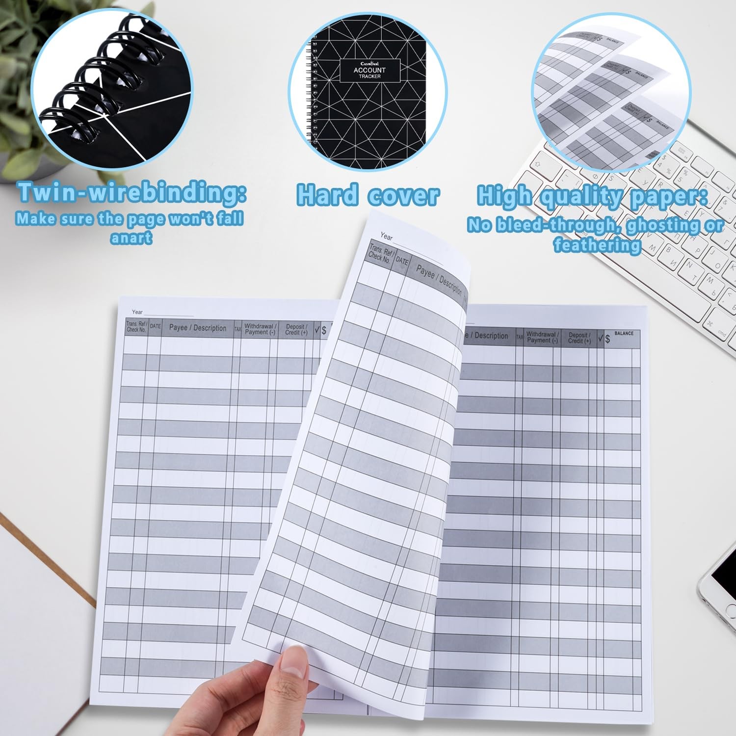 A5 Big Checkbook Register, Check Registers for Personal, Ledge Book & Debit C…