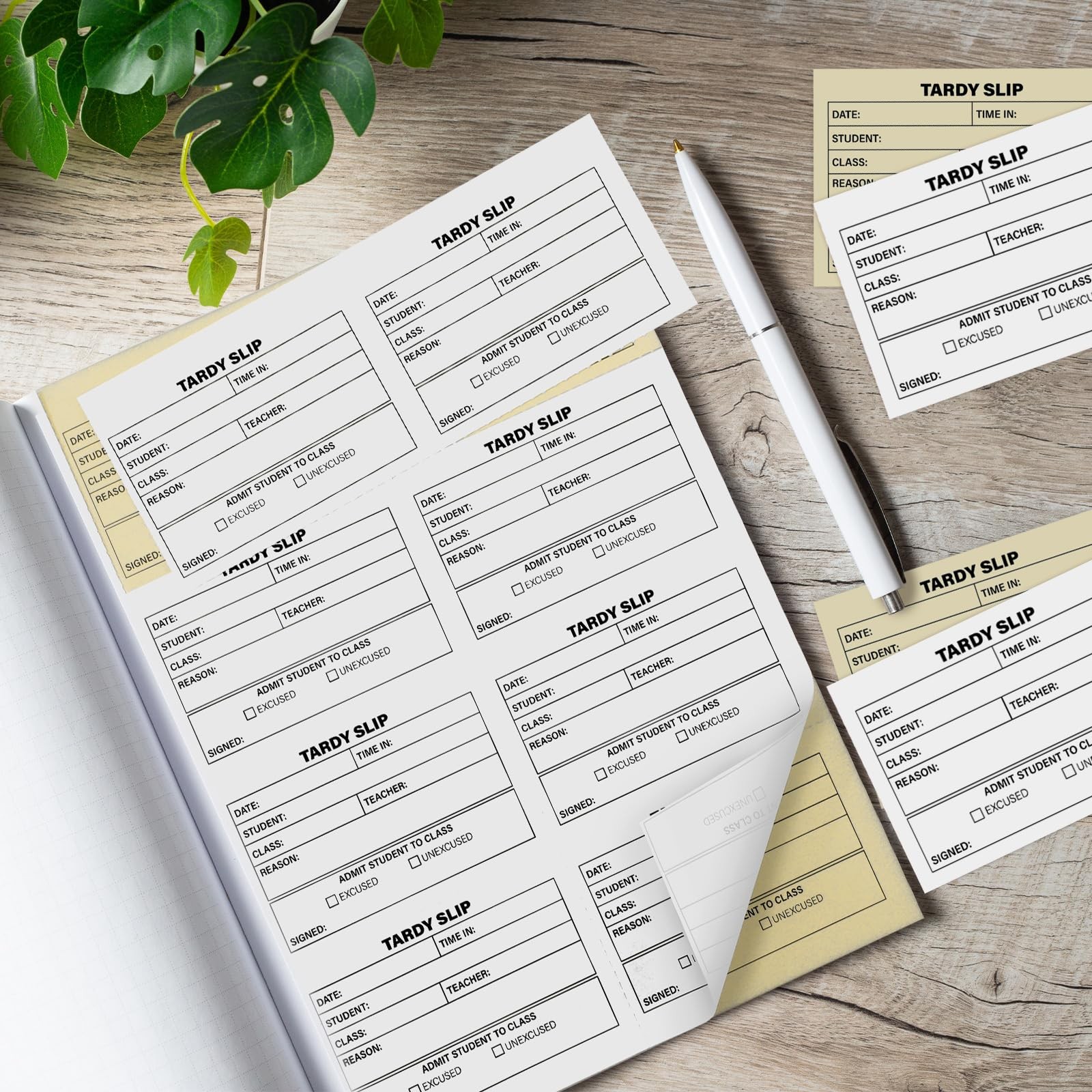 Tardy Slip Book with Carbonless Duplicates in Easy Removal Fold and Tear Tard…