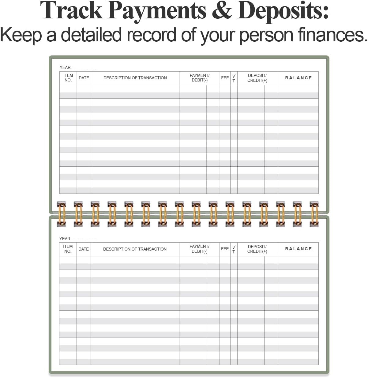 Check Registers for Personal Checkbook – A6 Blank Ledger Transaction Register…