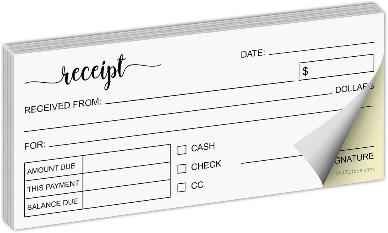 2.75×6 Pocket Size Carbonless Receipt Book – Stylish 50 Set Notepad for Boutique