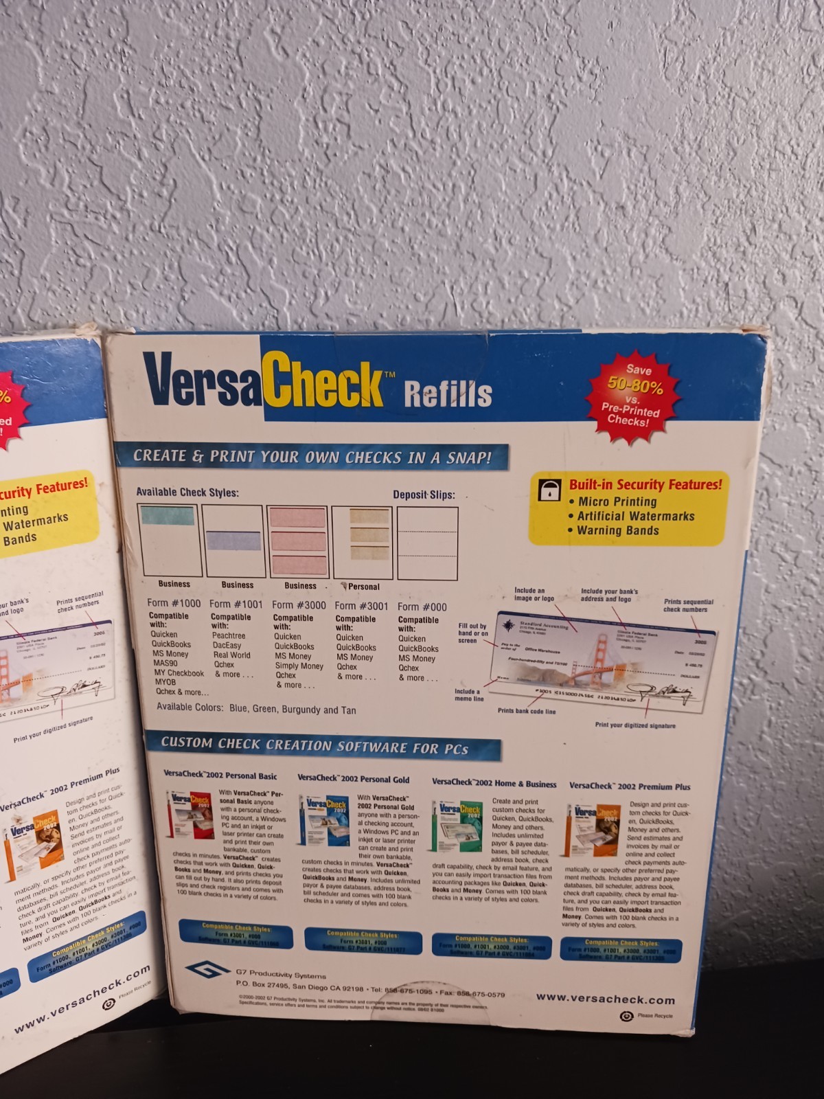2-Pack VersaCheck Blank Business Checks – Burgundy & Blue Classic Refill Sheets