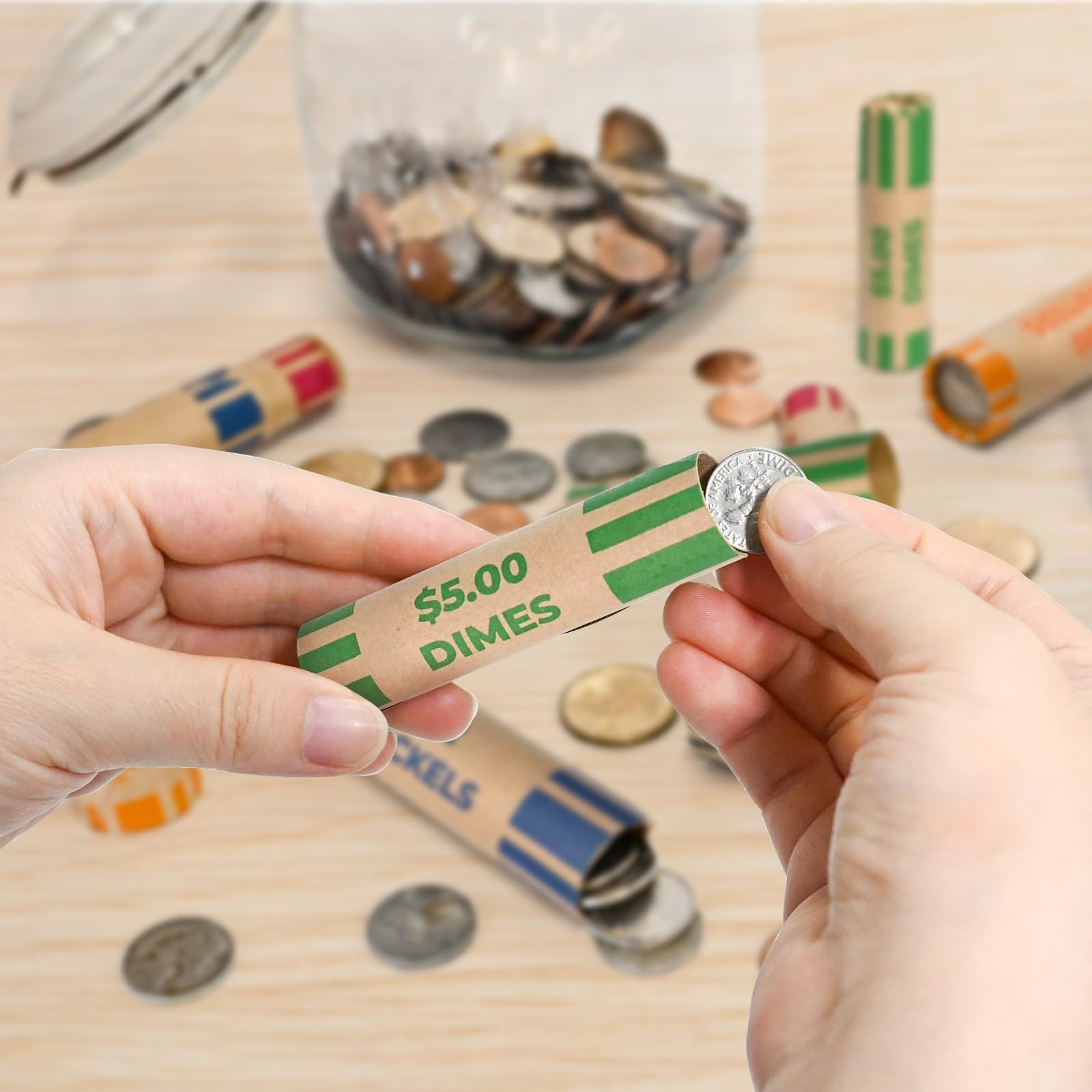 THEBLUETOUCH Preformed Coin Wrappers Rolls, Easy-Read Design with Larger Prin…