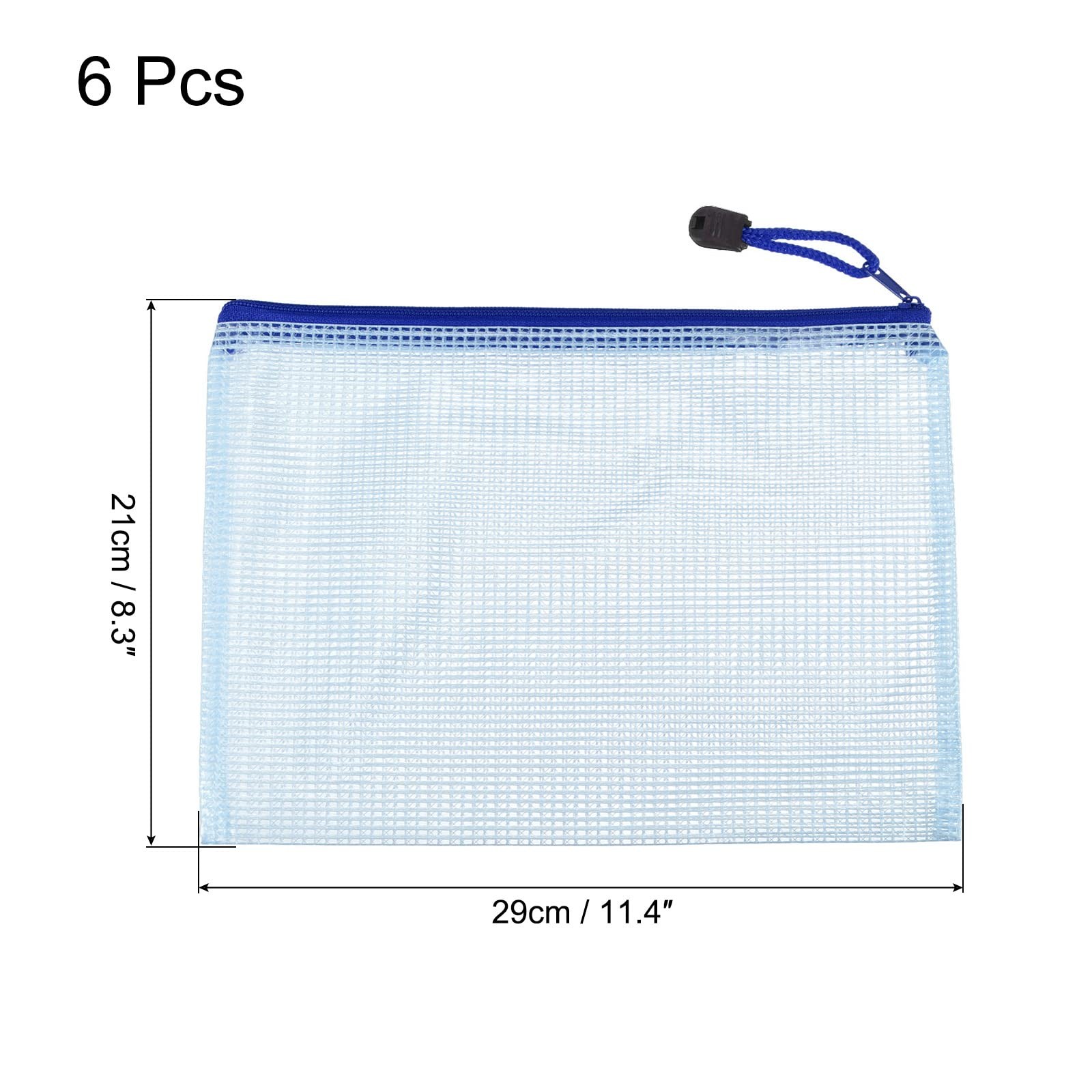MECCANIXITY Mesh Zipper Bags, B5 Size File Document Pockets Bill B5, Blue
