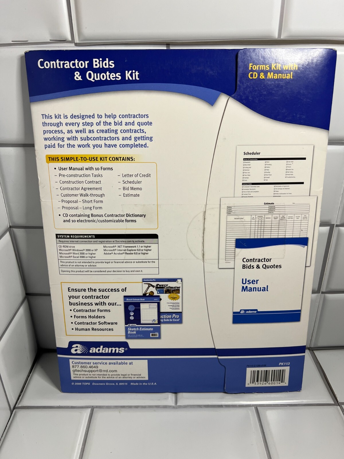 Adams Contractor Bids & Quotes Kit w/ CD & Manual – Short Form, Walk-through