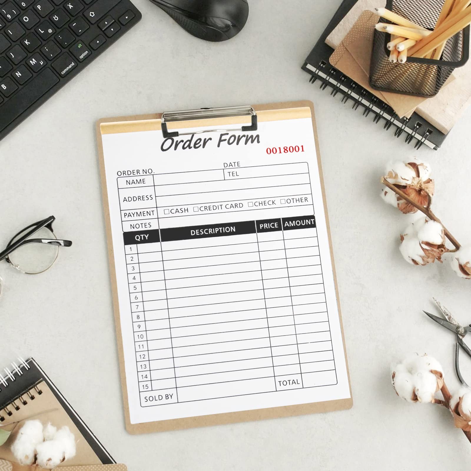 10 Pack Receipt Book with Cardboard 2-Part Carbonless, Order Forms for Small …