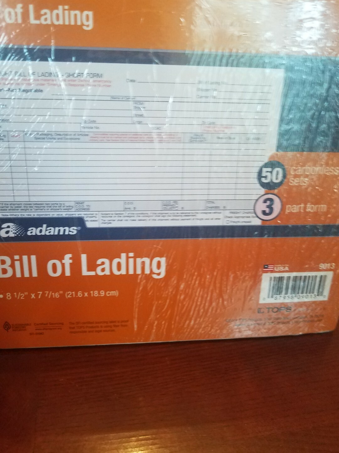 ADAMS-BILL OF LADING SHORT FORM 9013-