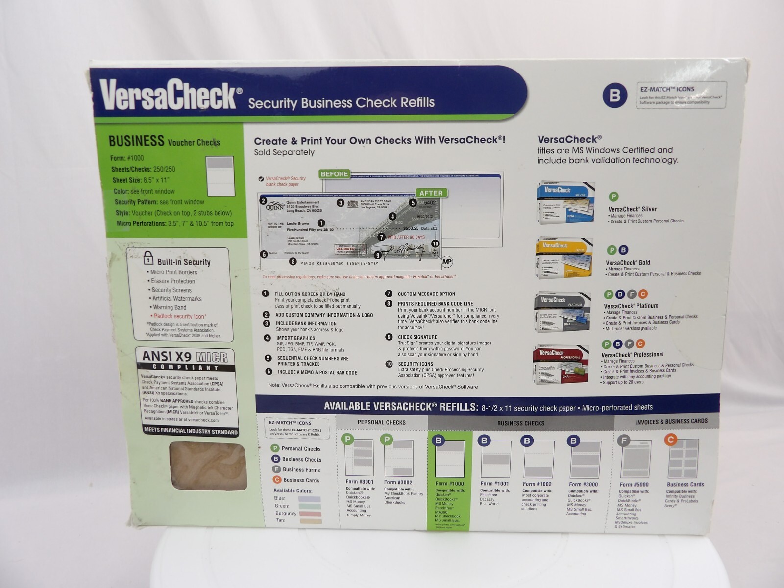 Versacheck Security Business Voucher Check Refill Form #1000 Unopened