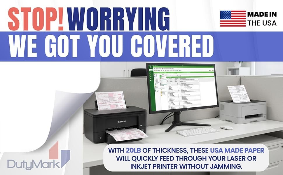 50 W2 Tax Forms 2025 – Blank 4-Up Horizontal for QuickBooks & Accounting, Easy U