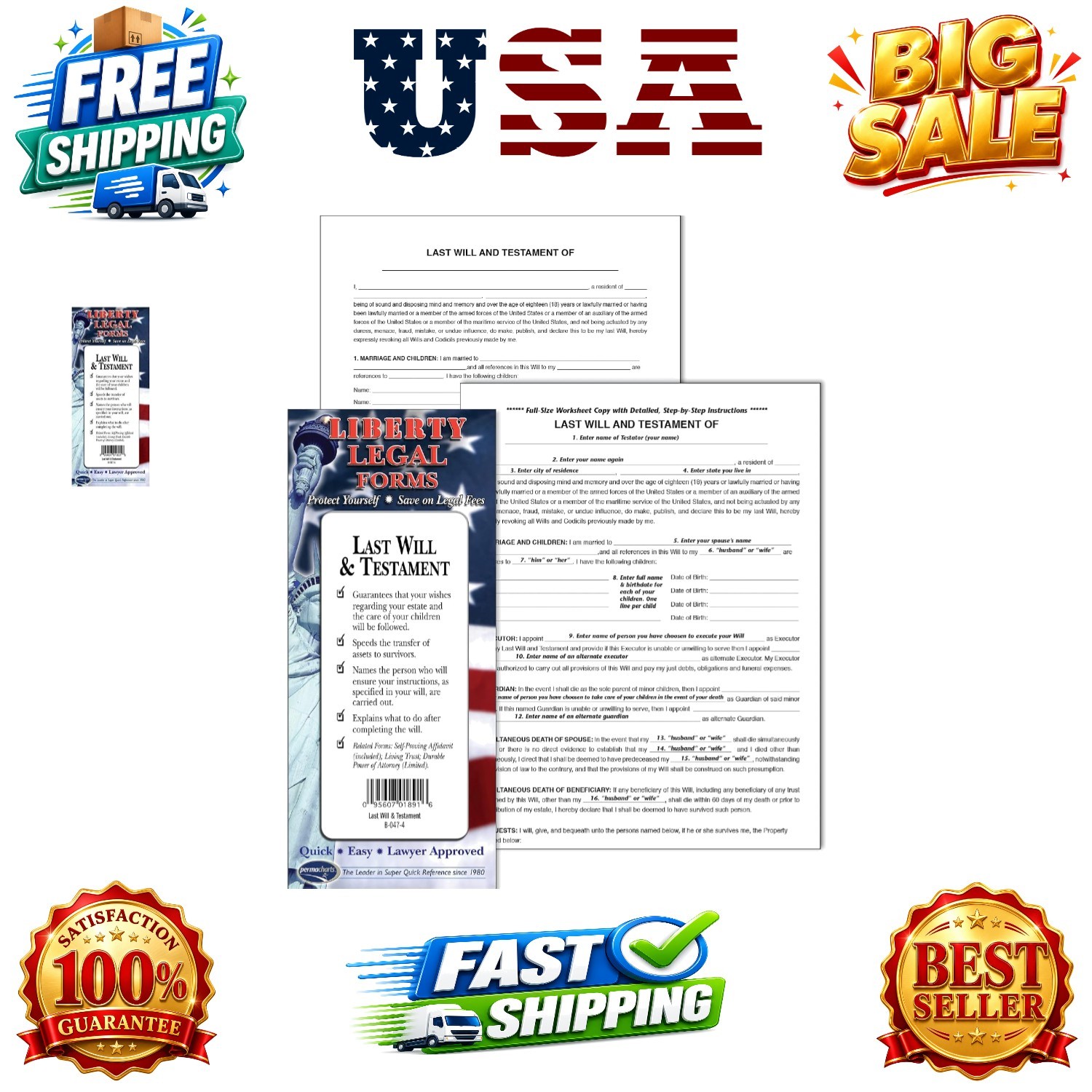 Last Will & Testament Forms Kit for – Complete Do-It-Yourself Legal Document…