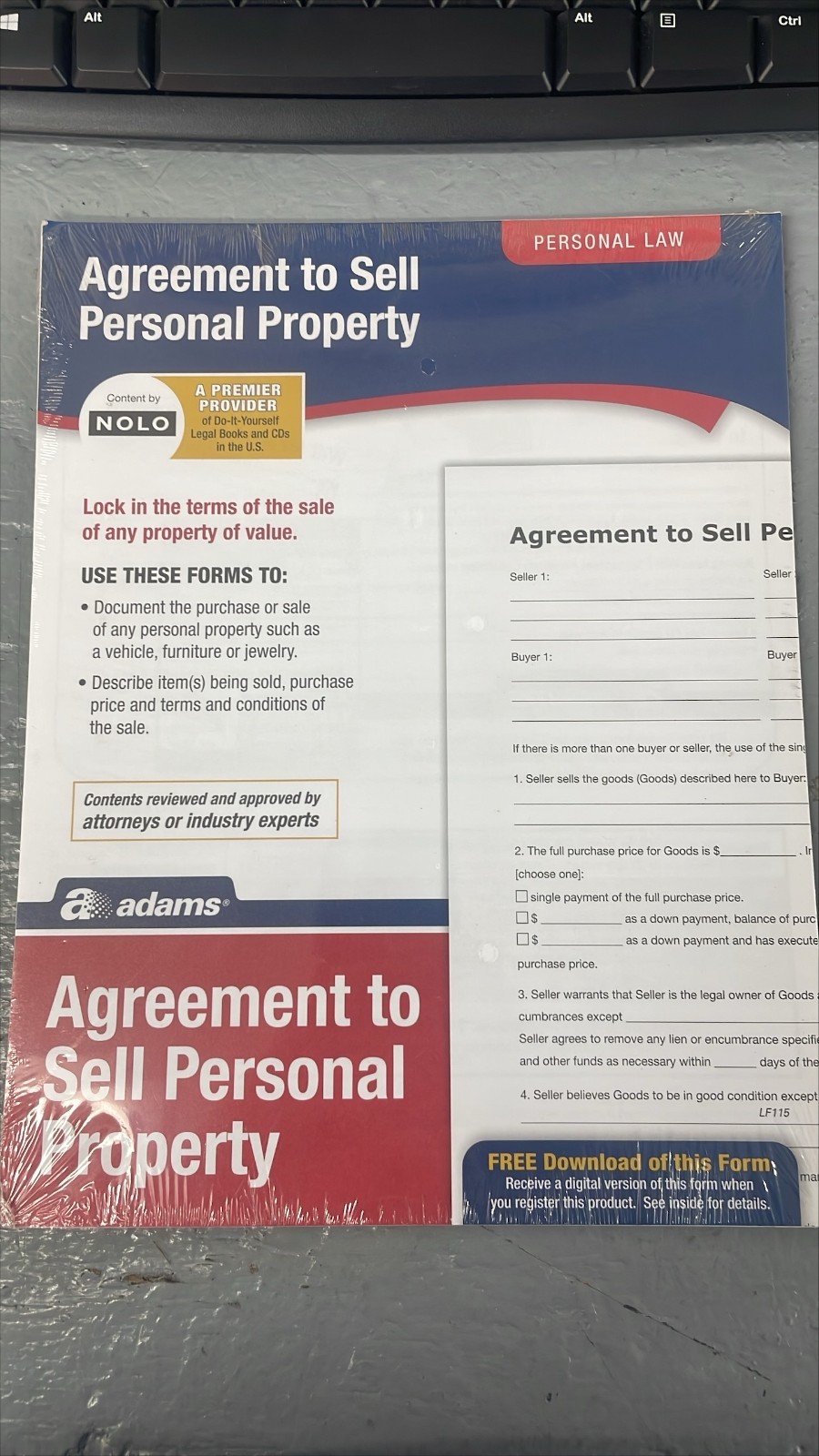 Nolo Adams Agreement to Sell Personal Property – Terms & Conditions of Sale Form