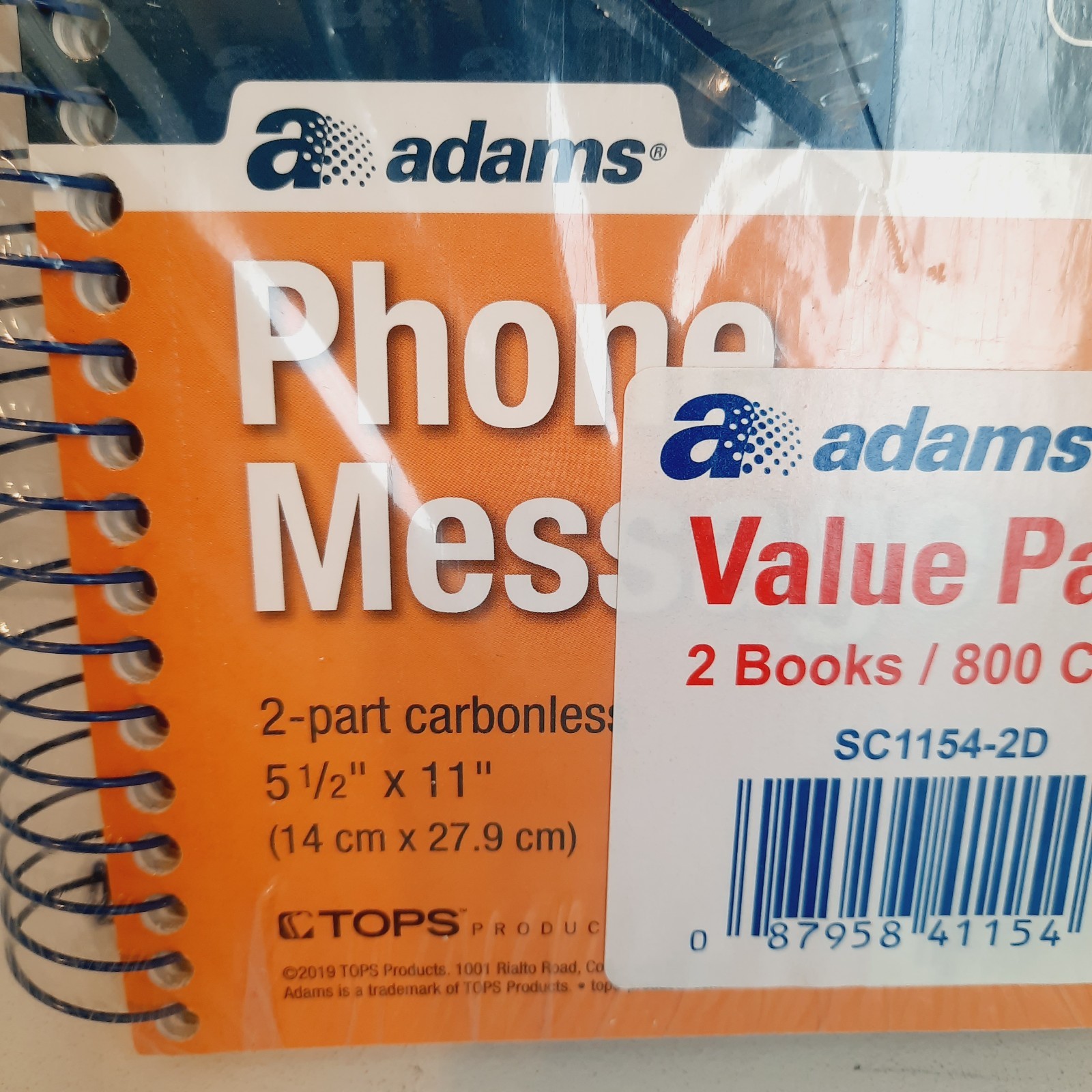 2-Pack Adams Phone Message 800 Count 2-PART Carbonless SC1154-2D VALUE PACK New