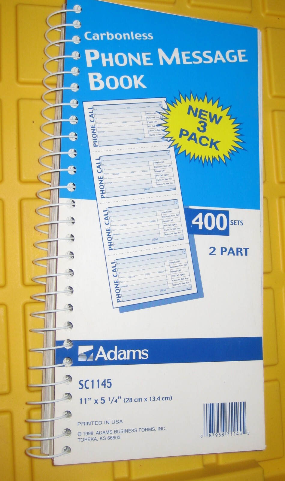 Adams Phone Message Book Carbonless Duplicate 5-1/4 x 11 Inches 400-sets