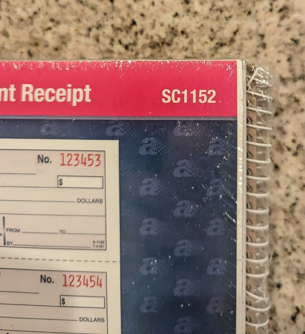 Adams Carbonless 2-Part Form Money/Rent Receipt Book 11″ x 5 1/4″ Pack Of 5 New