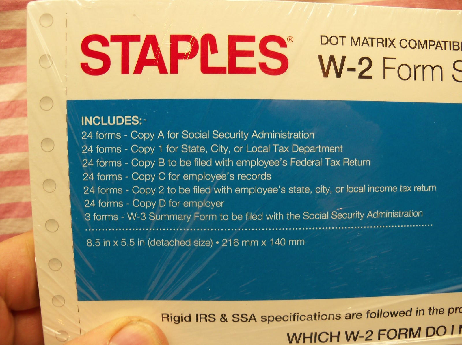 24 Count Pack of Staples Dot Matrix 2017 IRS Tax W-2 6-Part Form Sets USA W2